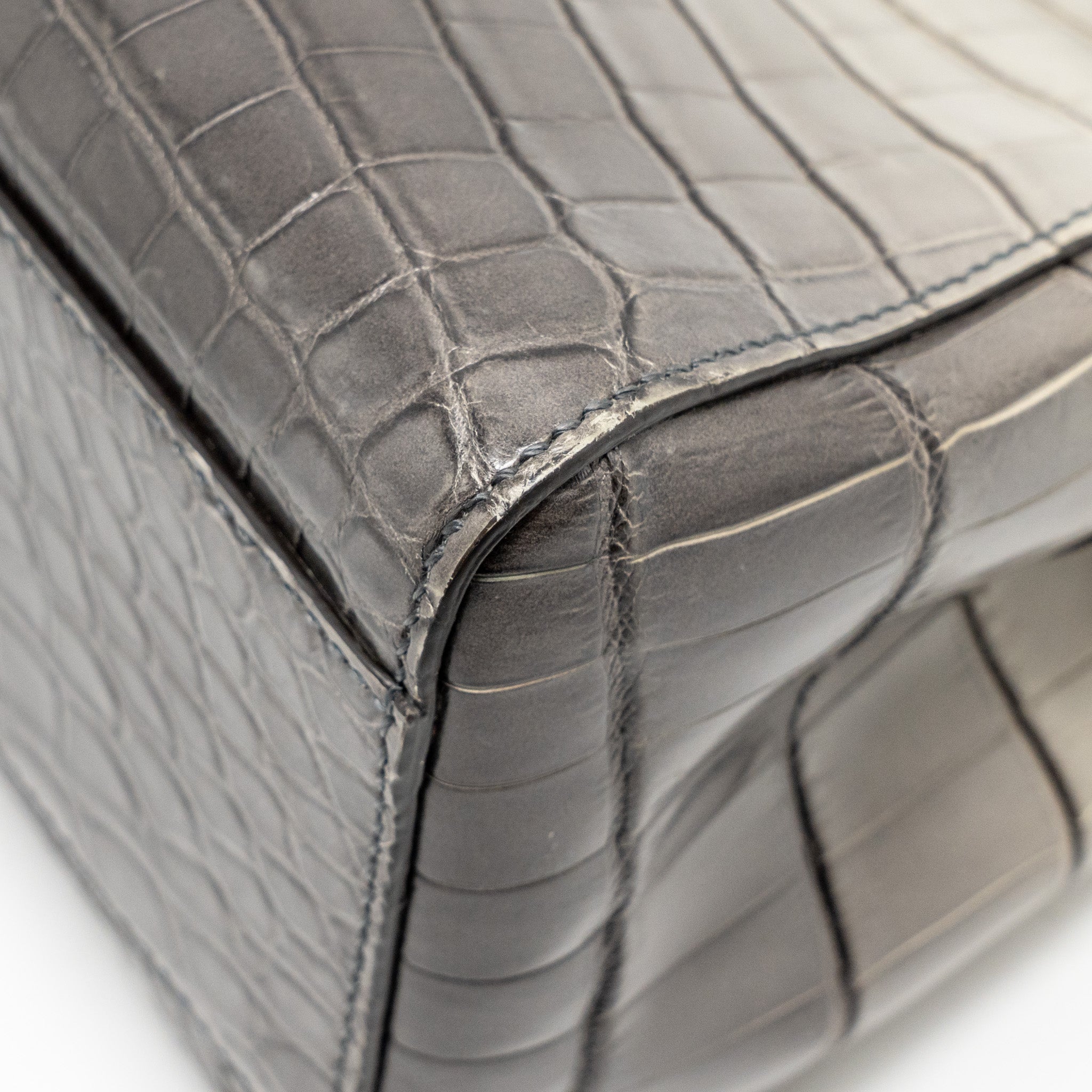 FENDI MINI PEEKABOO BAG CROCODILE GREY GHW