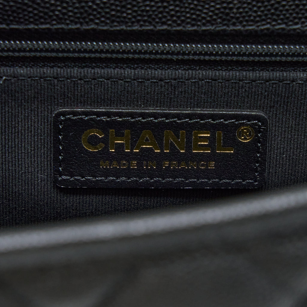 CHANEL 22K LARGE BACKPACK CAVIAR BLACK BRUSHED GHW (MICROCHIP)