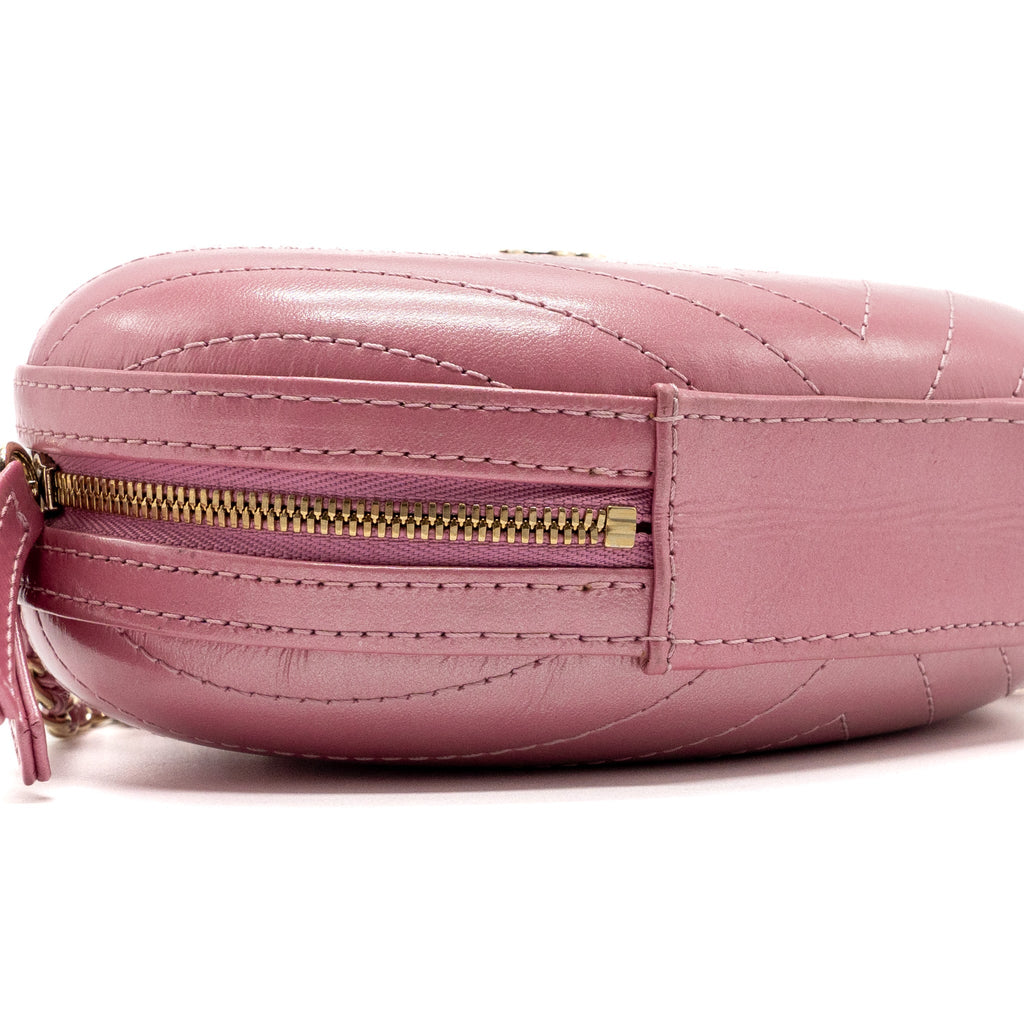 CHANEL OVAL CHEVRON BAG LAMBSKIN PINK LGHW