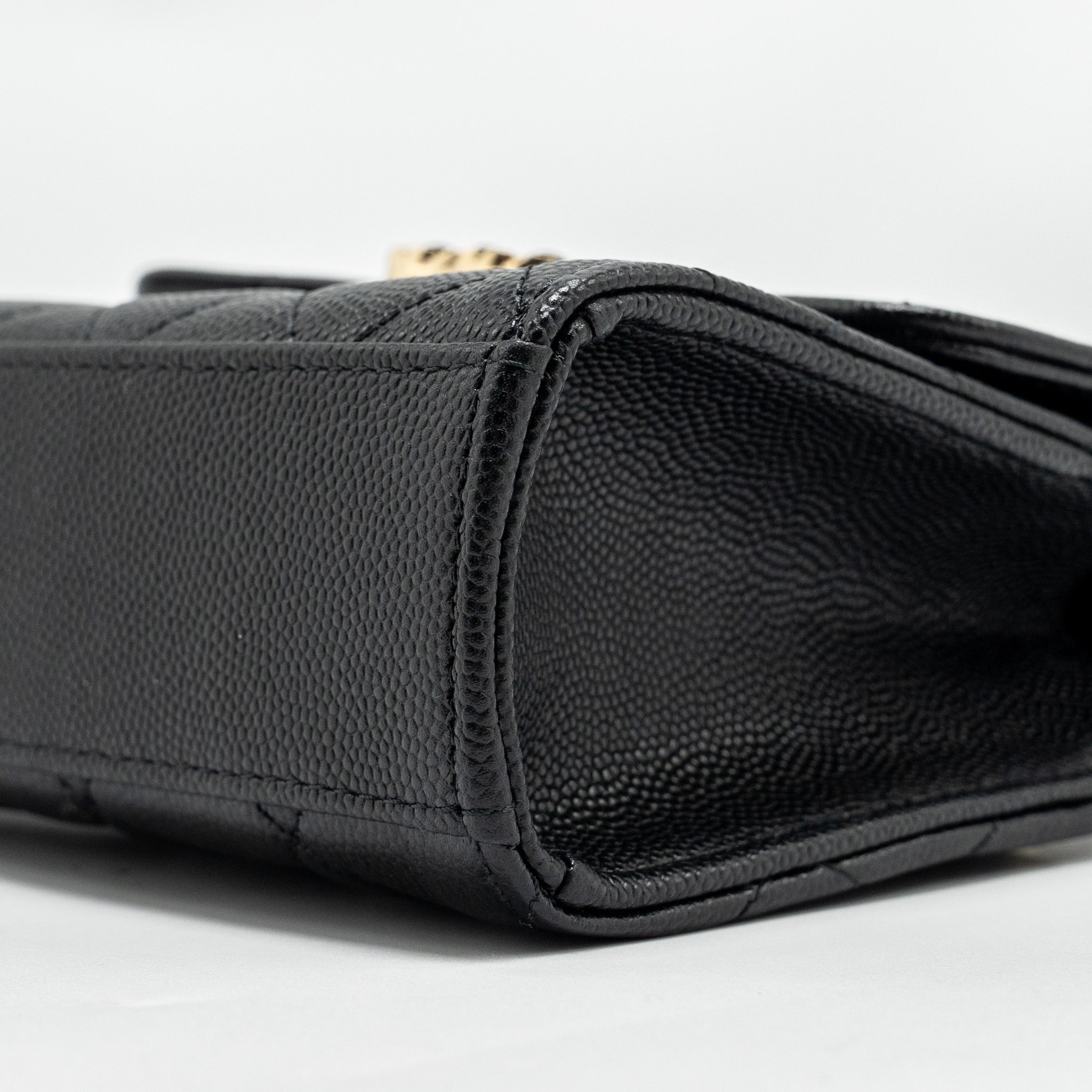 CHANEL TOP HANDLE MINI FLAP BAG WITH CHAIN CAVIAR BLACK LGHW (MICROCHIP)