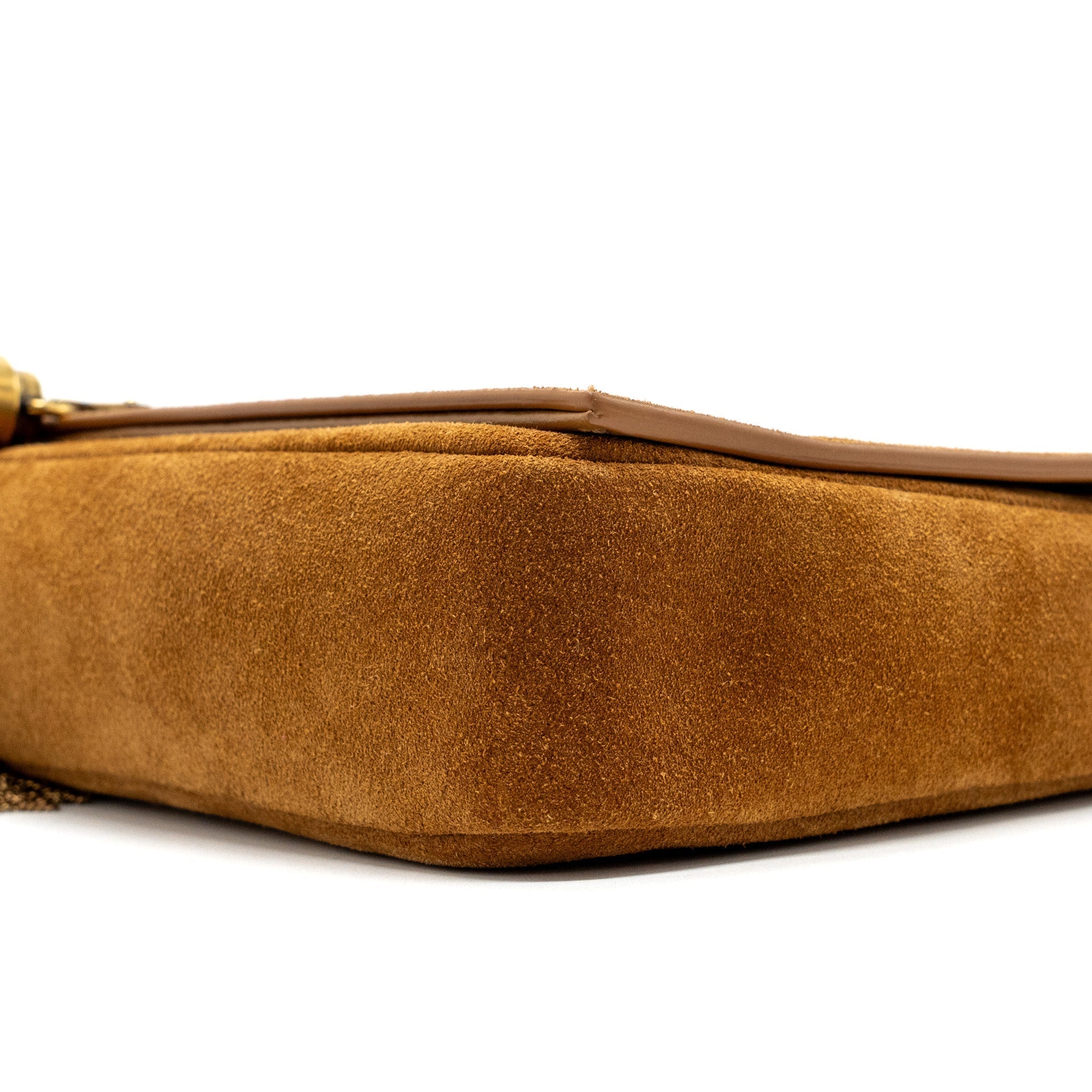 SAINT LAURENT KATE TASSEL CROSSBODY BAG SUEDE BROWN GHW