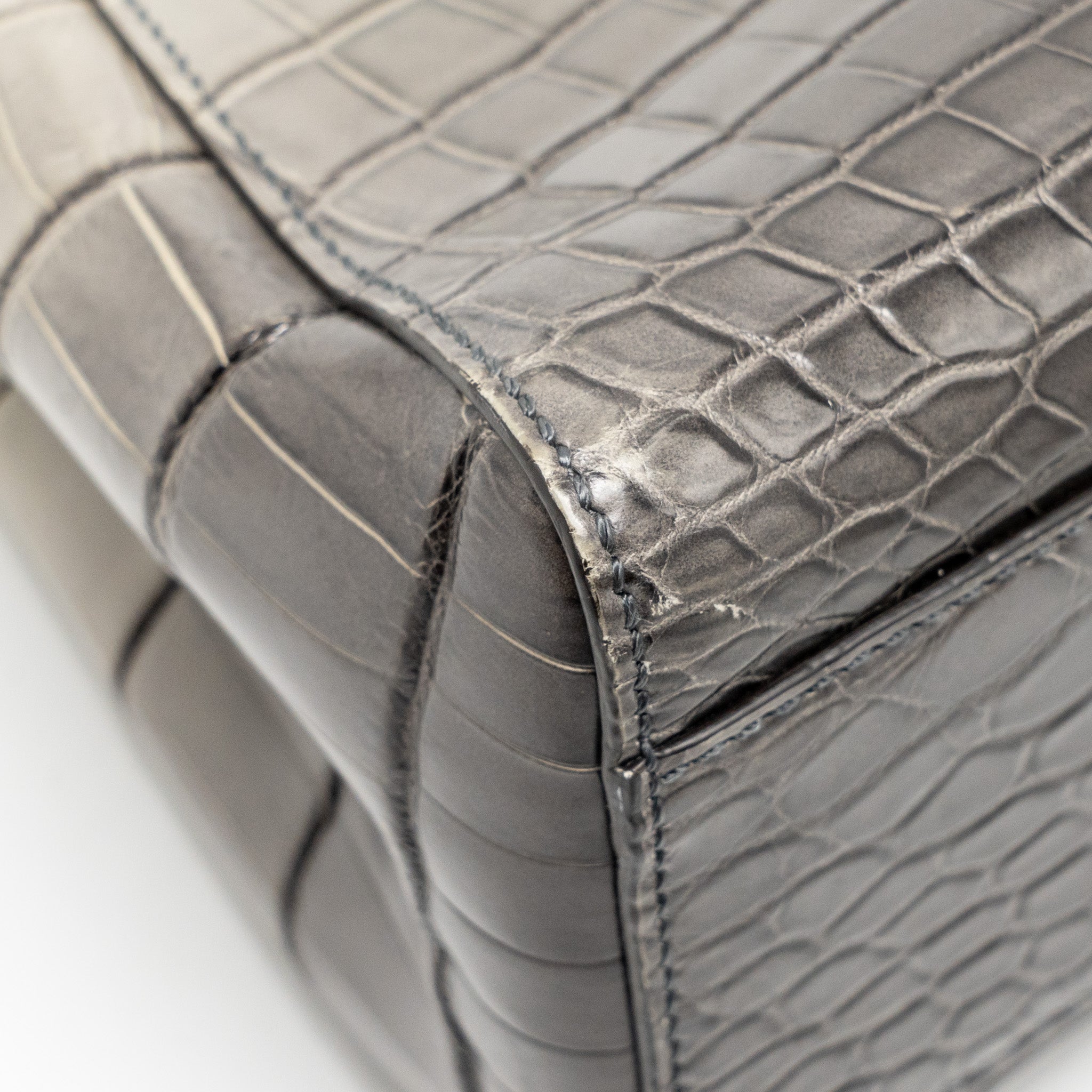 FENDI MINI PEEKABOO BAG CROCODILE GREY GHW