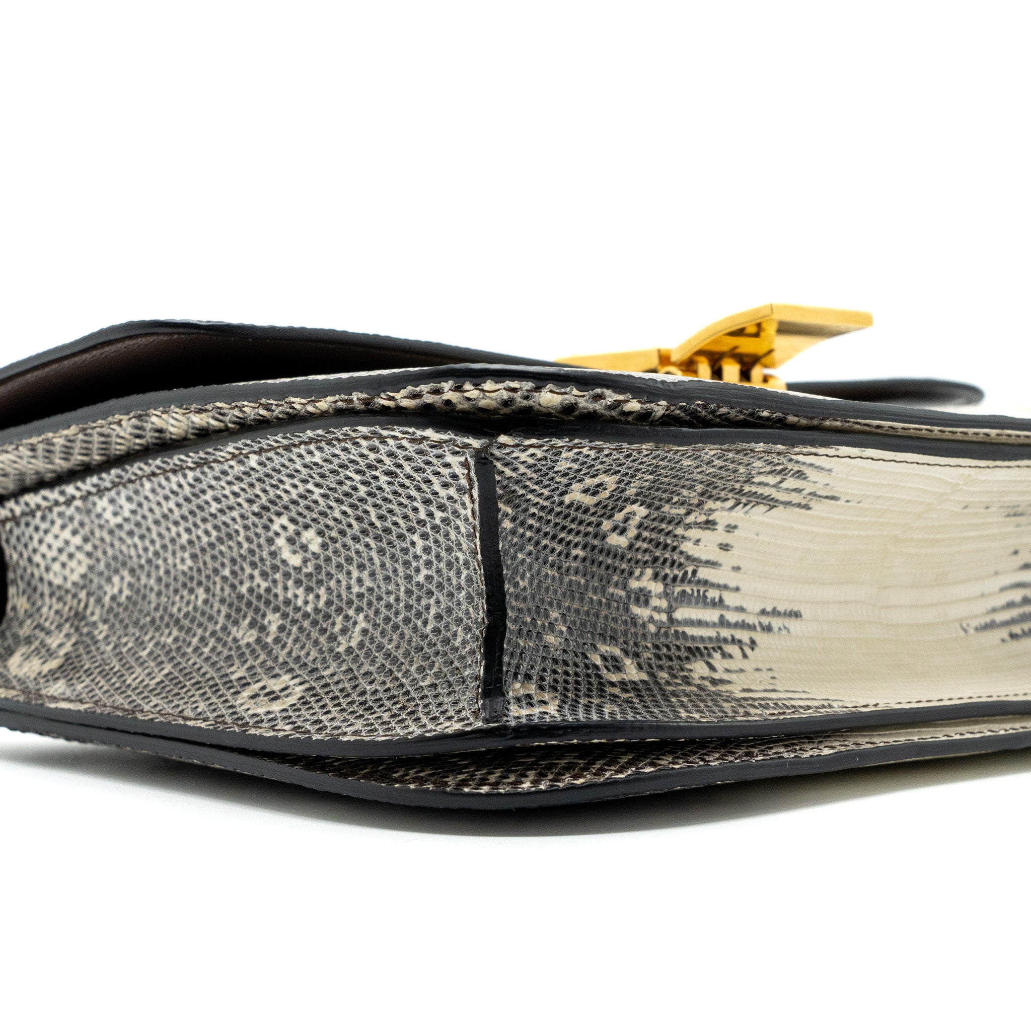 CELINE MEDIUM BOX LIZARD NATURAL GHW