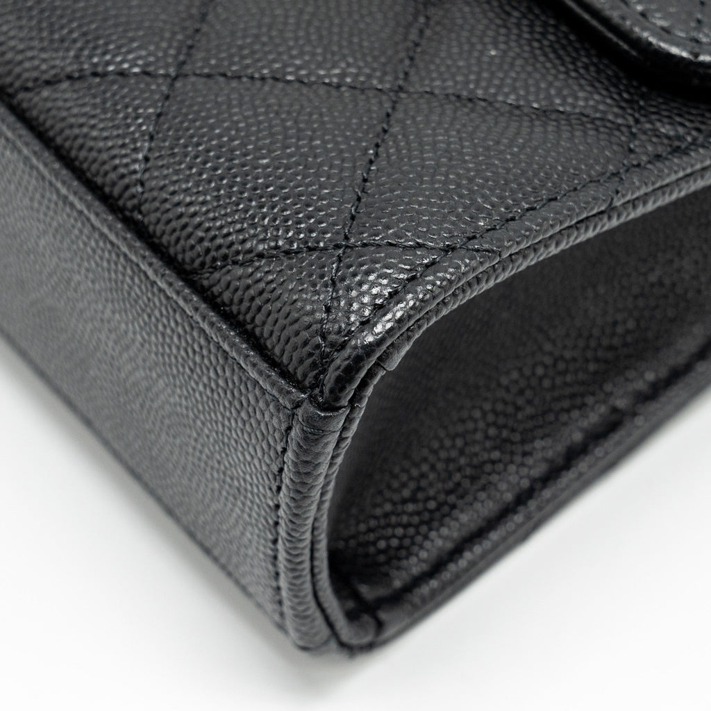 CHANEL TOP HANDLE MINI FLAP BAG WITH CHAIN CAVIAR BLACK LGHW (MICROCHIP)