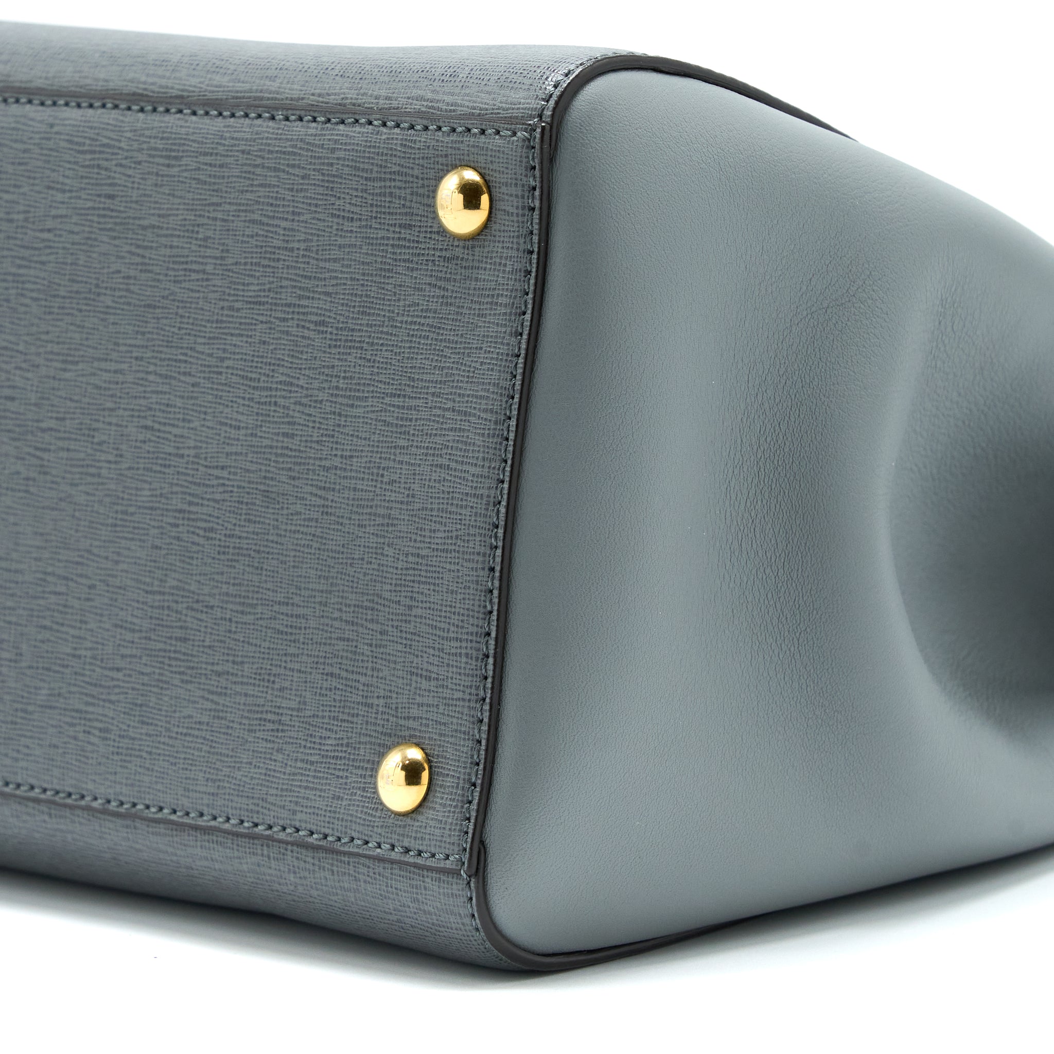 FENDI 2 JOURS LARGE BAG LEATHER GREY GHW