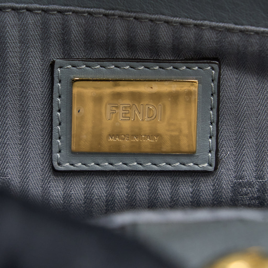 FENDI 2 JOURS LARGE BAG LEATHER GREY GHW