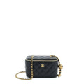 CHANEL 22A PEARL CRUSH LONG VANITY WITH CHAIN LAMBSKIN BLACK GHW