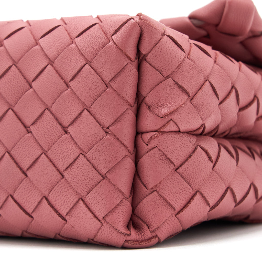 BOTTEGA VENETA OLYMPIA CHAIN BAG NAPPA DARK PINK WITH BLACK HARDWARE