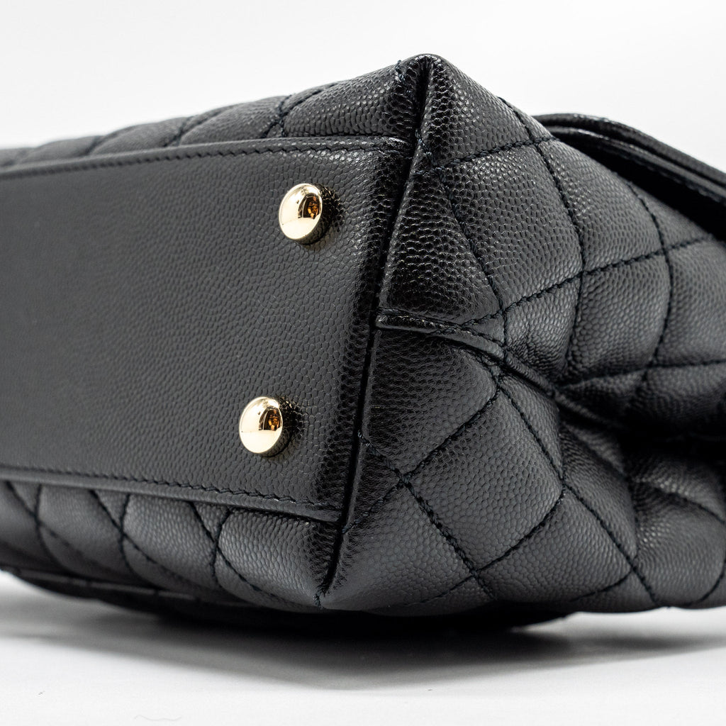CHANEL SMALL COCO HANDLE CAVIAR BLACK LGHW (MICROCHIP)