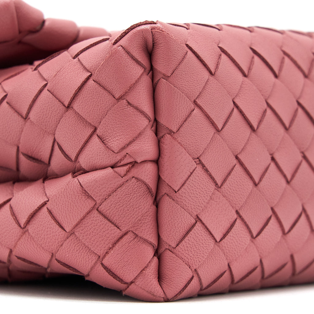 BOTTEGA VENETA OLYMPIA CHAIN BAG NAPPA DARK PINK WITH BLACK HARDWARE