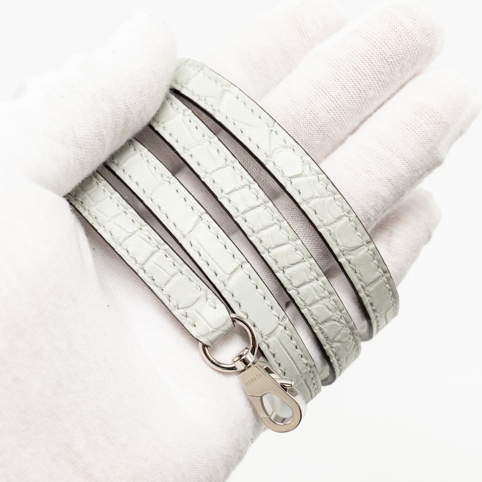 HERMES MINI KELLY II MATTE ALLIGATOR MISSISSIPPIENSIS 0W GRIS NEVE SHW
