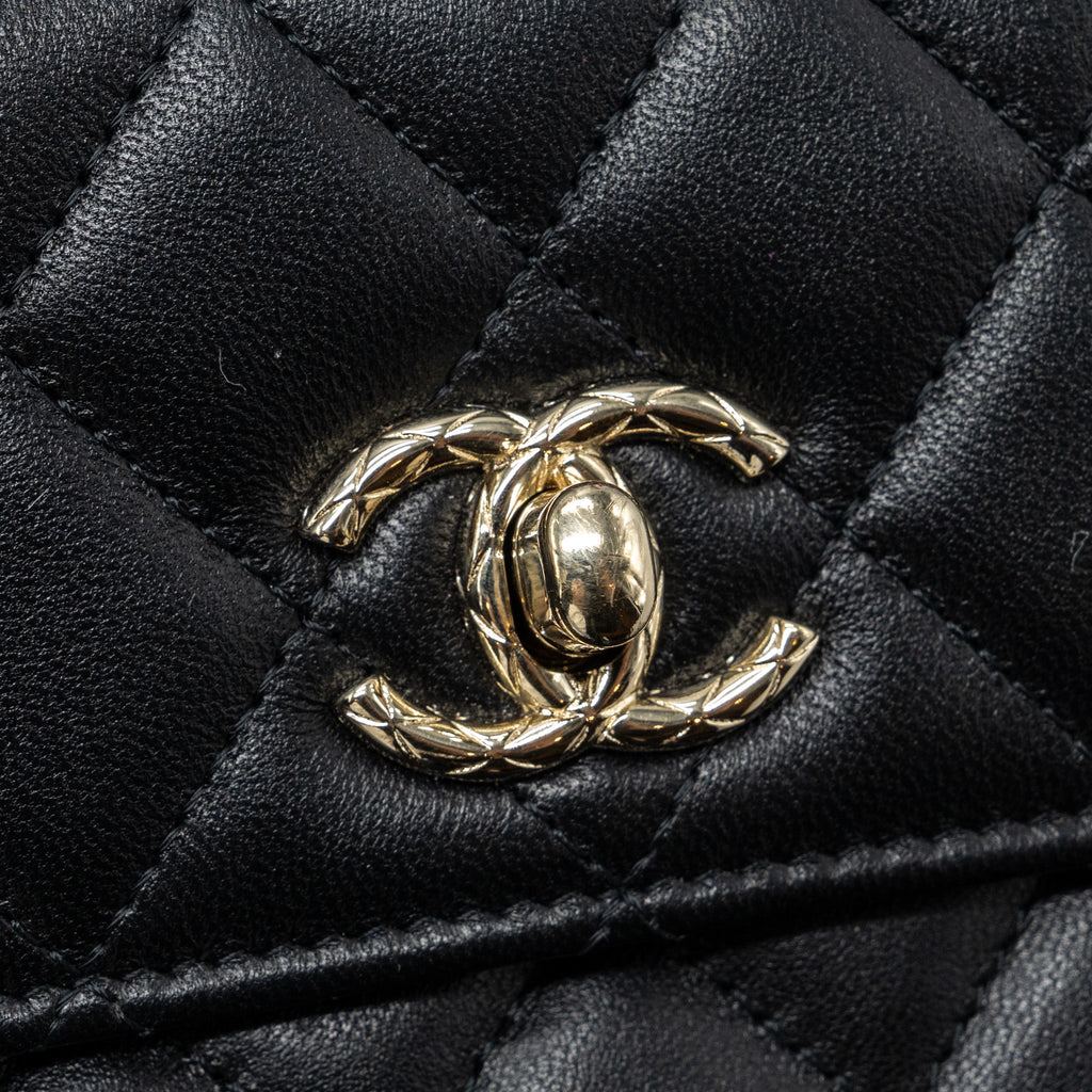 CHANEL MINI TRENDY CC WALLET ON CHAIN LAMBSKIN BLACK LGHW (MICROCHIP)