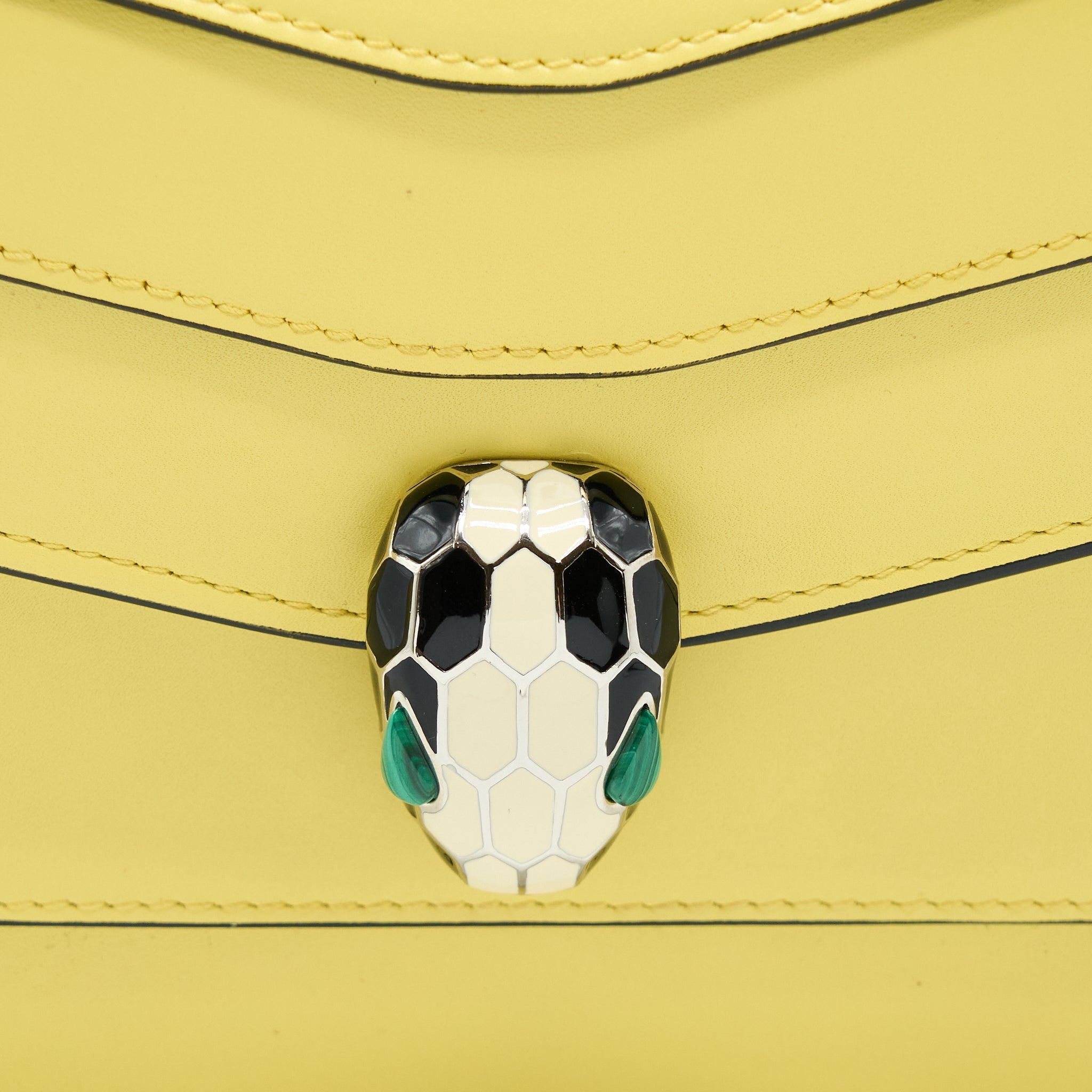 BVLGARI SERPENTI FOREVER CROSSBODY BAG CALFSKIN YELLOW WITH BLACK HARDWARE
