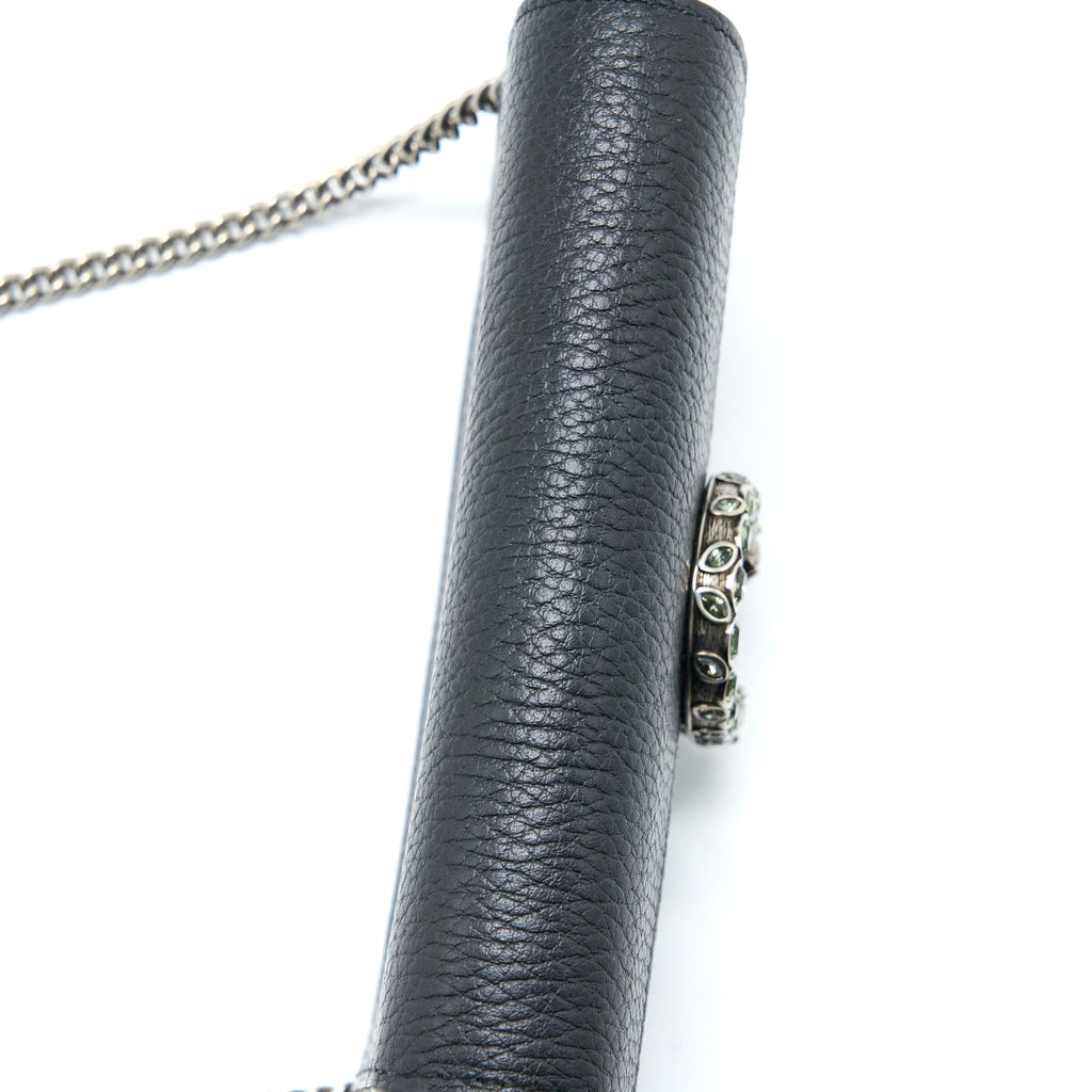 GUCCI SUPER MINI DIONYSUS BAG CALFSKIN BLACK RUTHENIUM HARDWARE