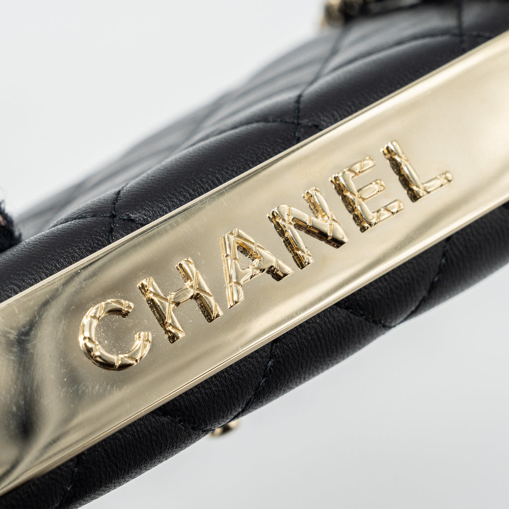 CHANEL MINI TRENDY CC WALLET ON CHAIN LAMBSKIN BLACK LGHW (MICROCHIP)