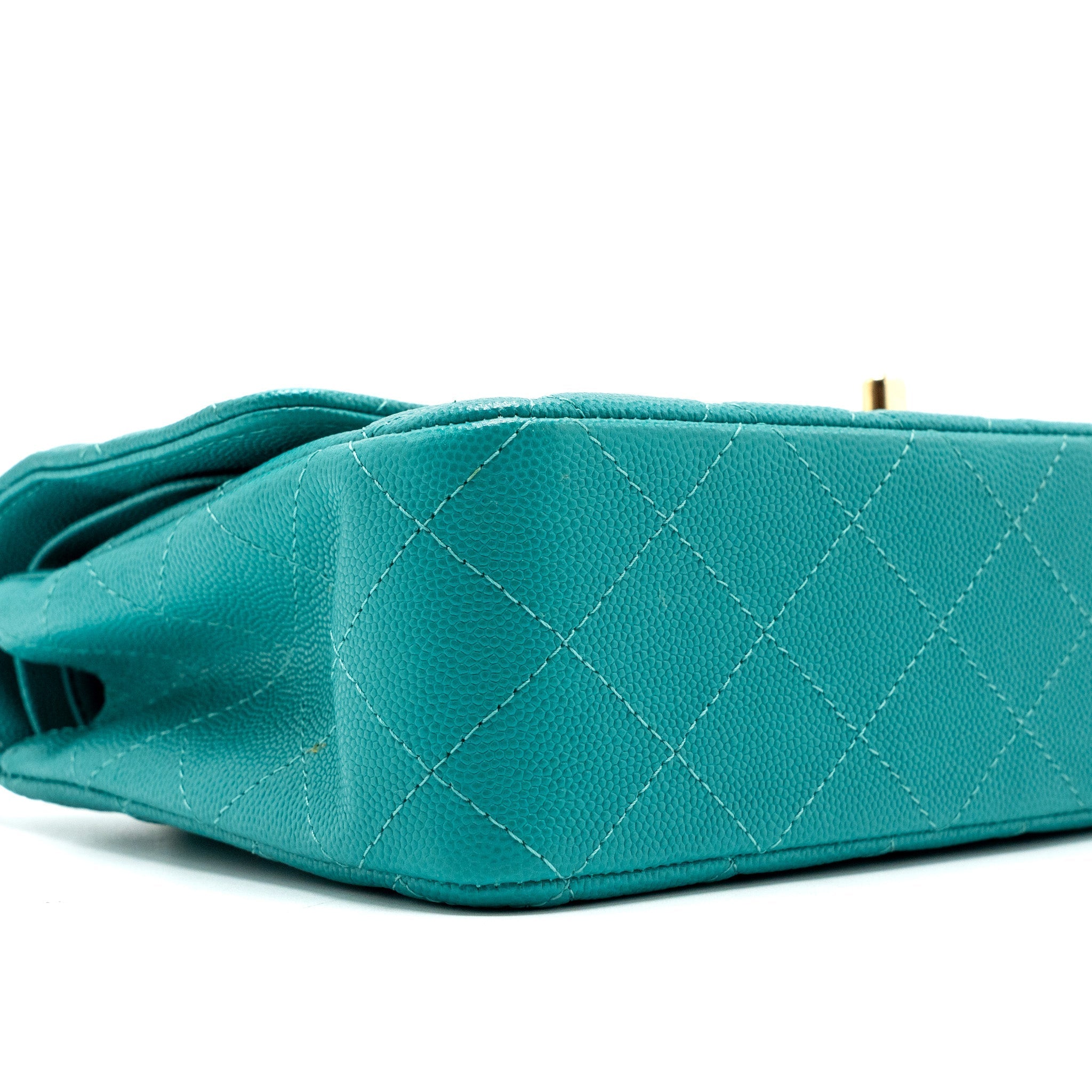 CHANEL MEDIUM CLASSIC DOUBLE FLAP BAG CAVIAR TURQUOISE LGHW