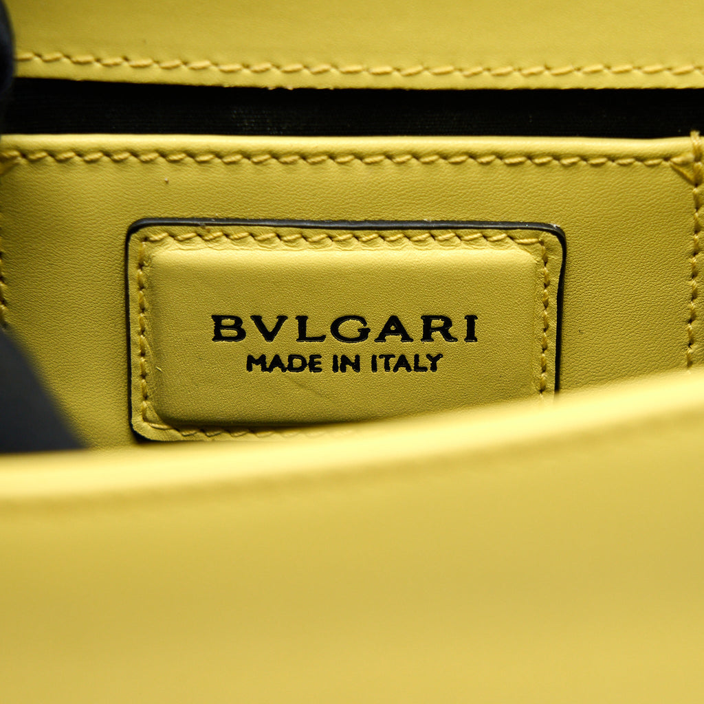 BVLGARI SERPENTI FOREVER CROSSBODY BAG CALFSKIN YELLOW WITH BLACK HARDWARE