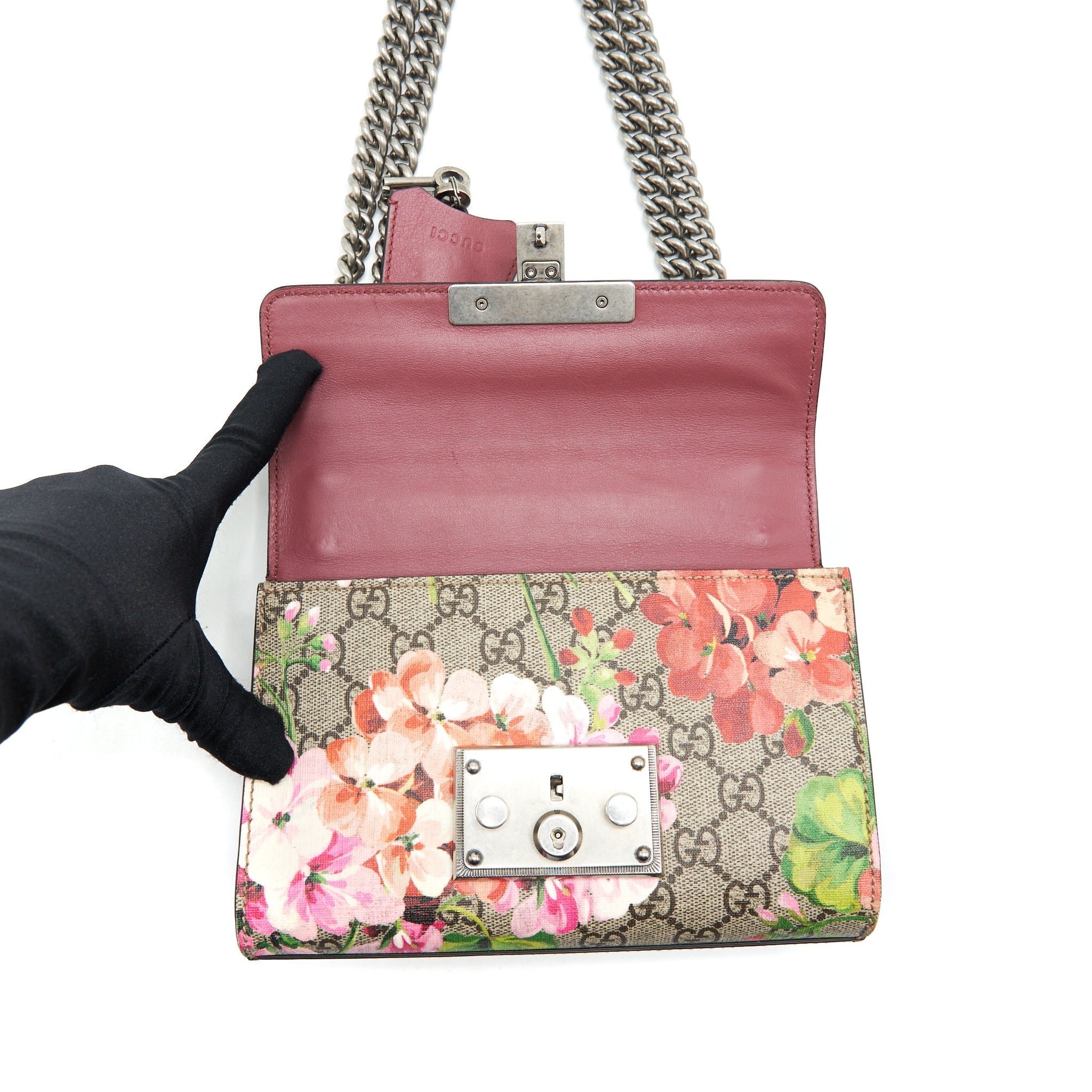 GUCCI SMALL PADLOCK PRINT PINK