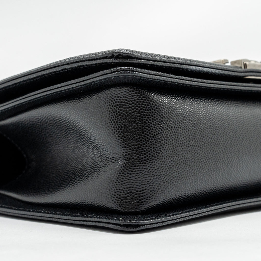 CHANEL MEDIUM BOY BAG CAVIAR BLACK RUTHENIUM HARDWARE (MICROCHIP)