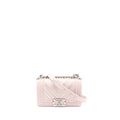 CHANEL CHEVRON SMALL BOY BAG LIMITED EDITION LAMBSKIN LIGHT PINK SHW