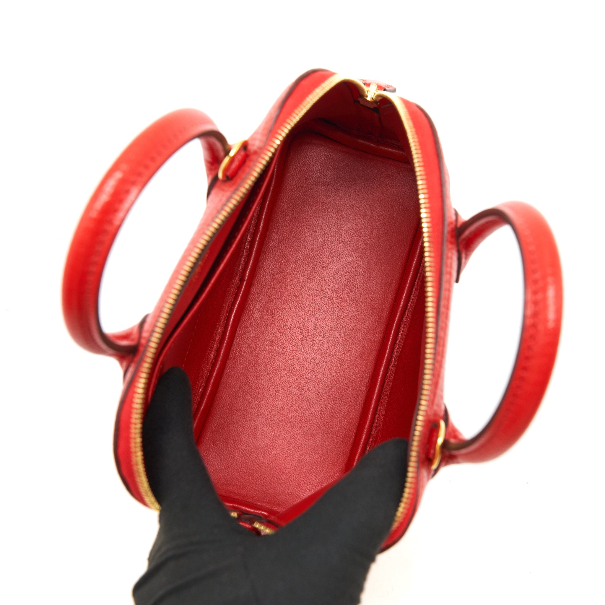 HERMES MINI BOLIDE CHEVRE ROUGE DE COEUR GHW