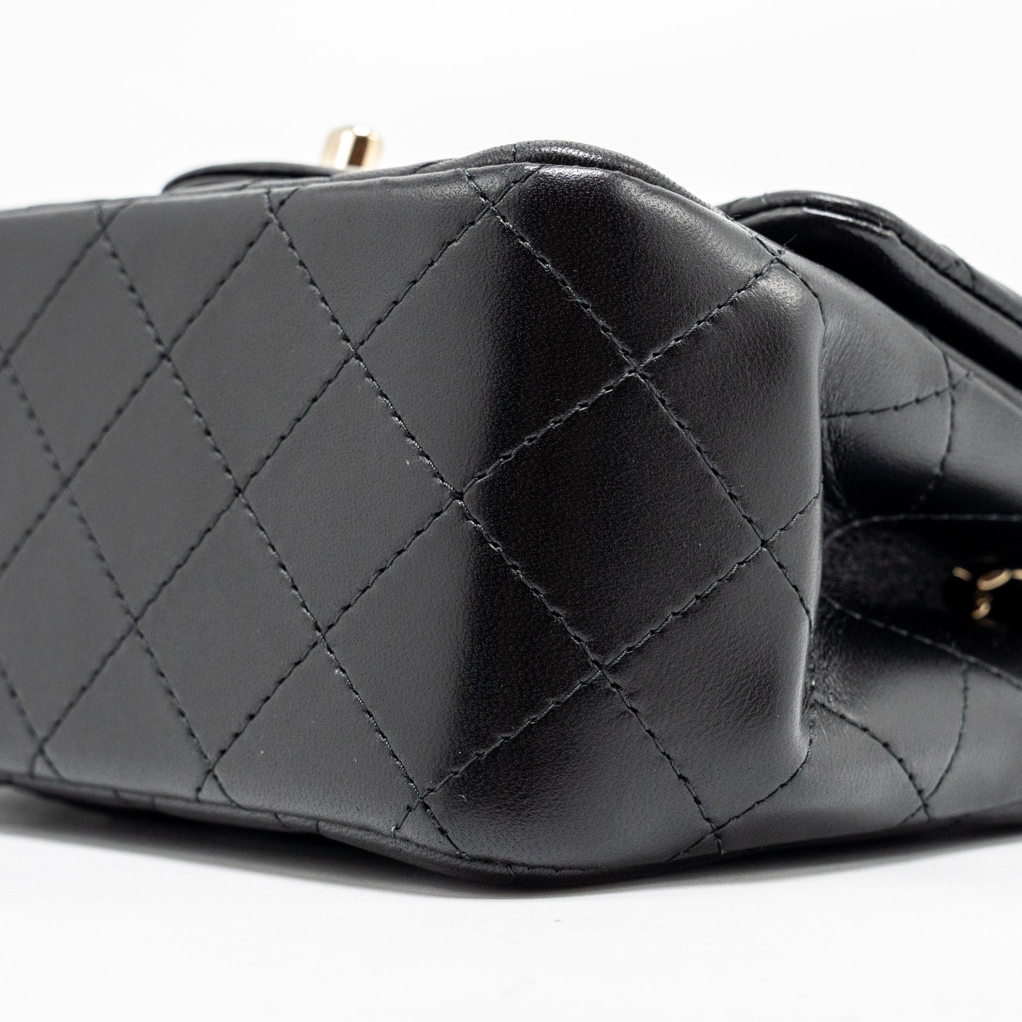 CHANEL MINI SQUARE FLAP BAG LAMBSKIN BLACK LGHW (MICROCHIP)