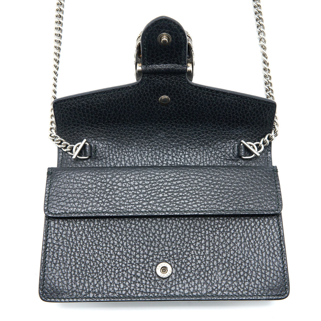 GUCCI SUPER MINI DIONYSUS BAG CALFSKIN BLACK RUTHENIUM HARDWARE