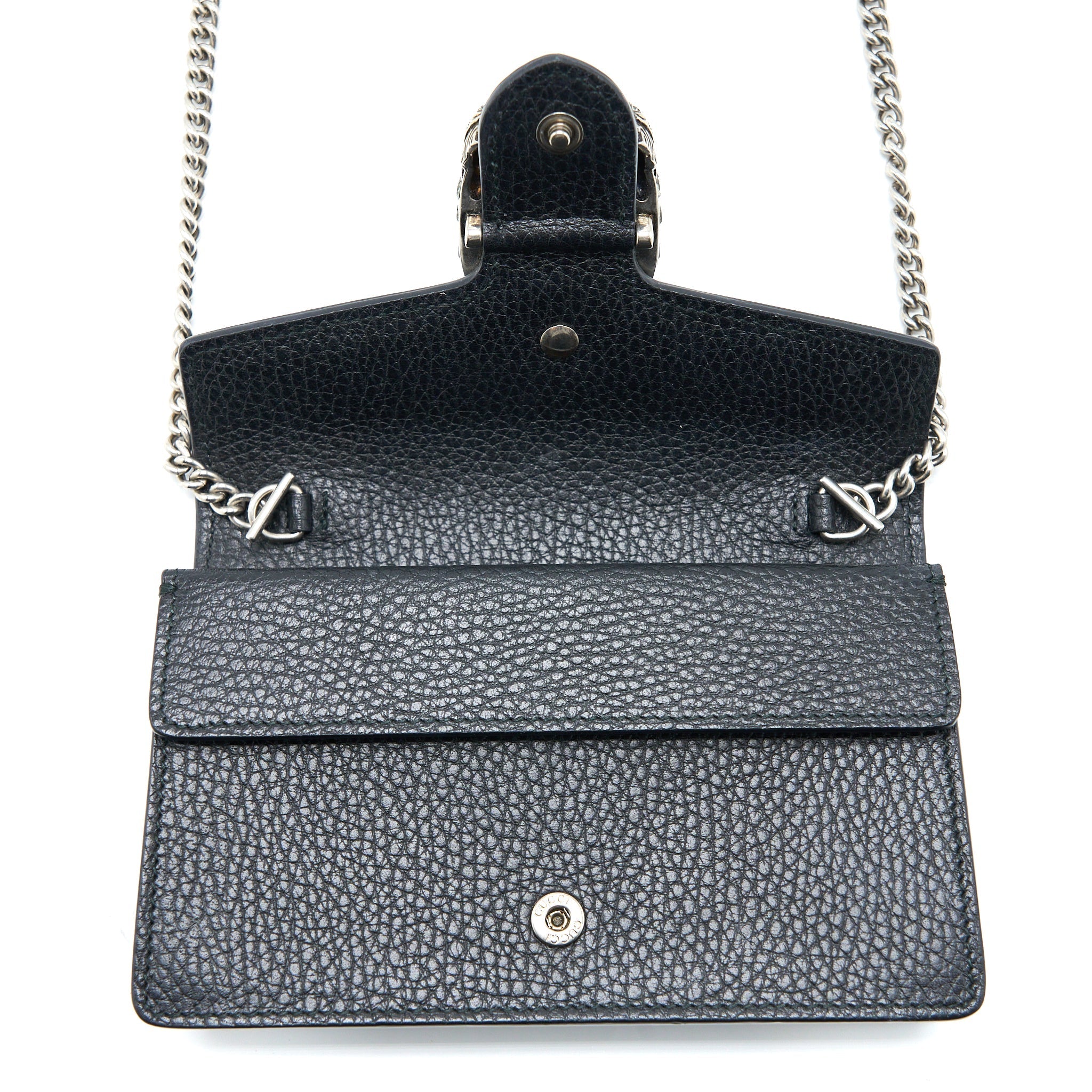 GUCCI SUPER MINI DIONYSUS BAG CALFSKIN BLACK RUTHENIUM HARDWARE