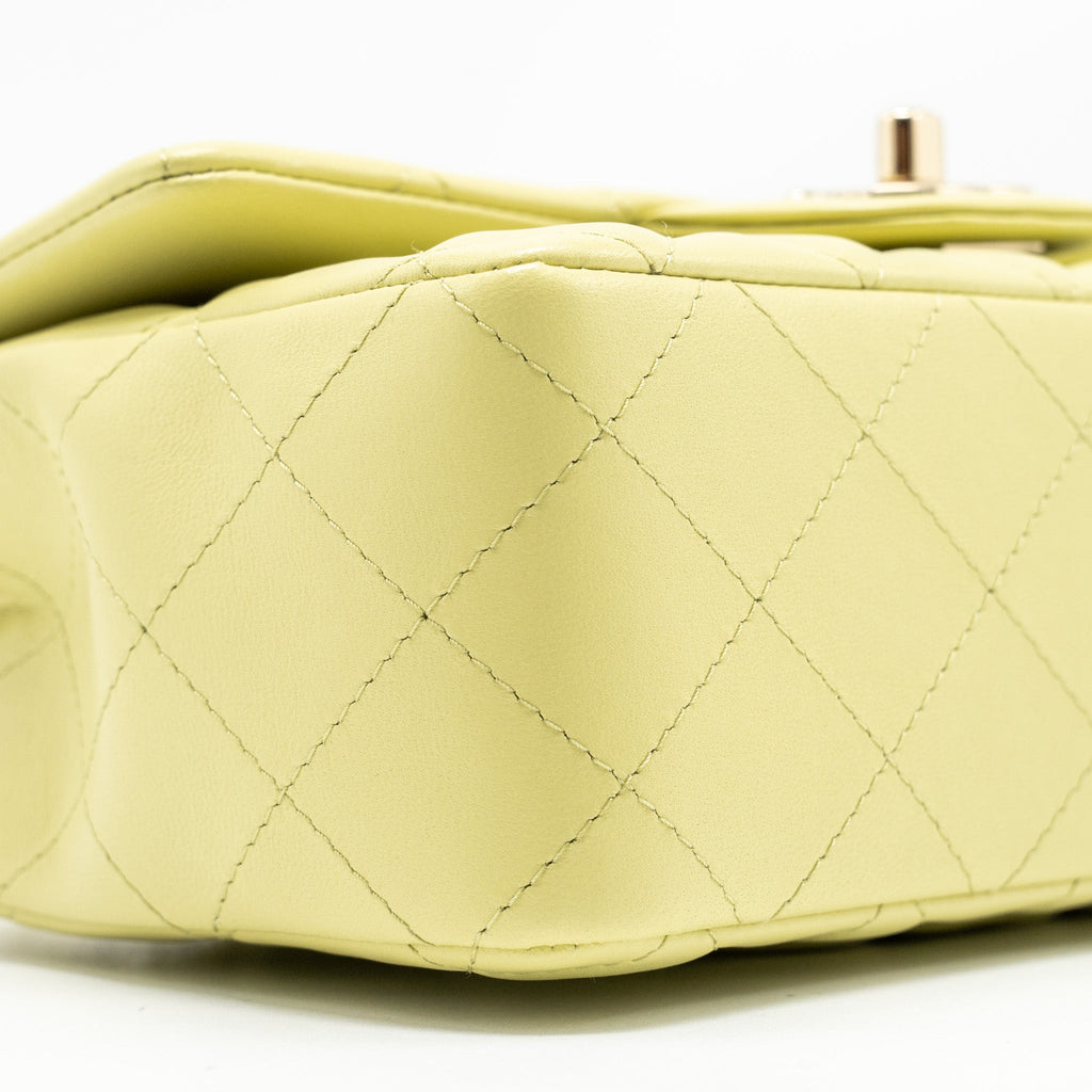 CHANEL MINI RECTANGULAR FLAP BAG LAMBSKIN PISTACHIO LGHW (MICROCHIP)