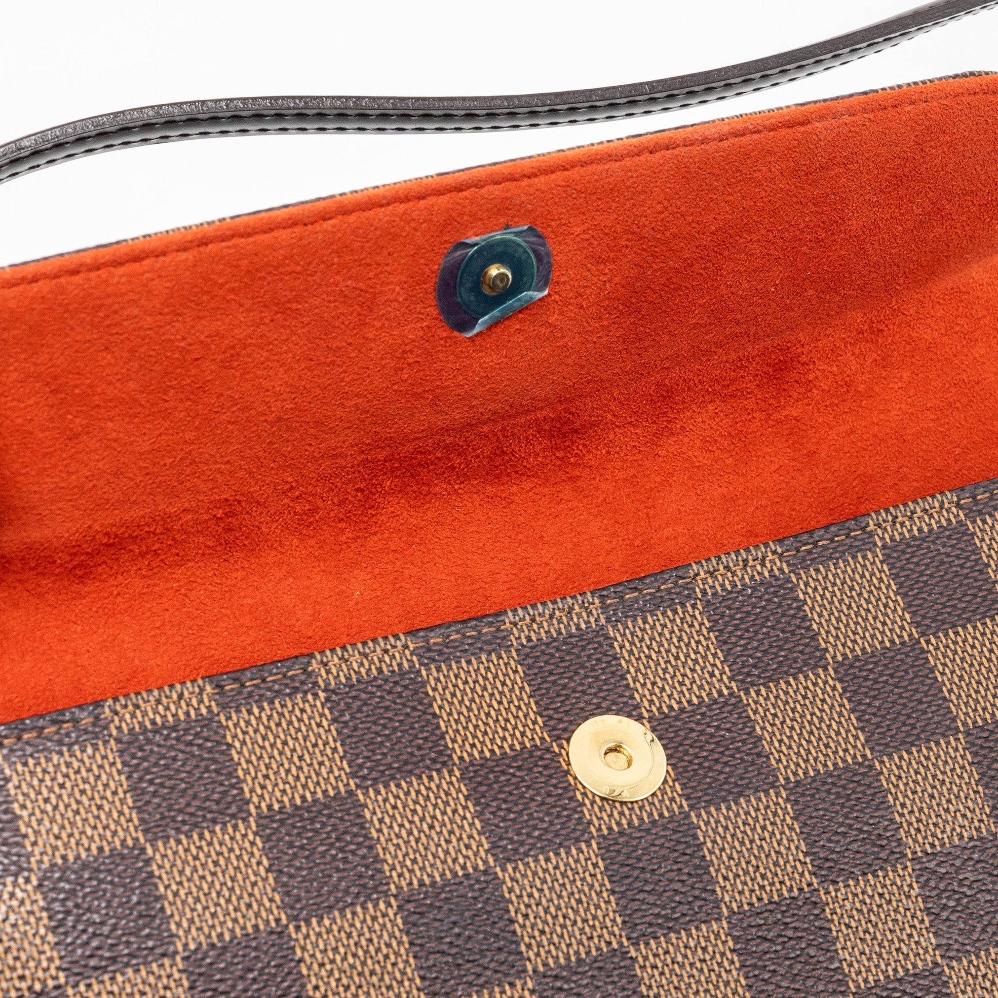 LOUIS VUITTON VINTAGE FLAP SHOULDER BAG DAMIER EBENE GHW