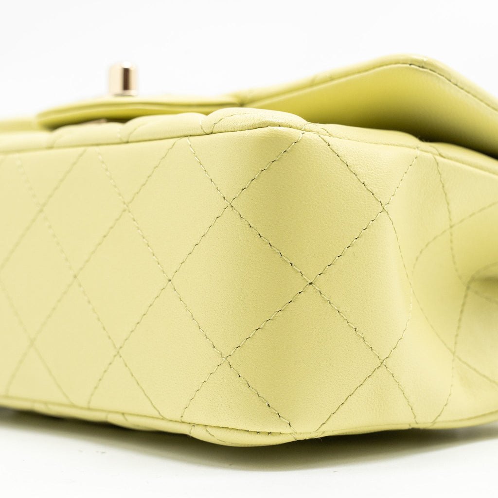 CHANEL MINI RECTANGULAR FLAP BAG LAMBSKIN PISTACHIO LGHW (MICROCHIP)