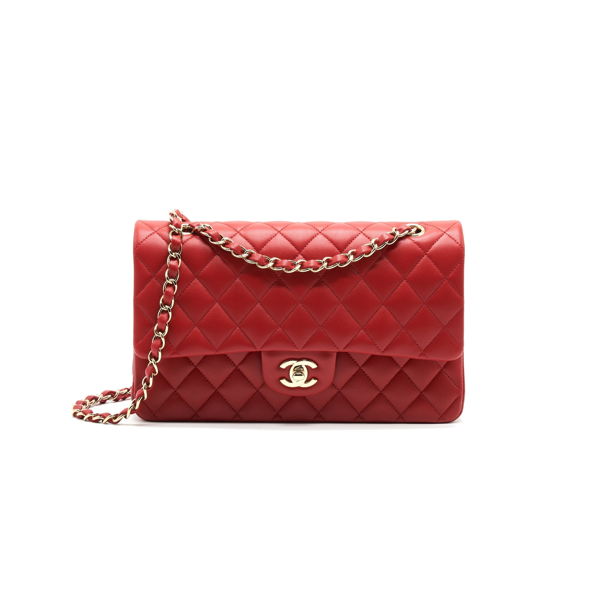 CHANEL MEDIUM CLASSIC DOUBLE FLAP BAG RED LGHW SERIAL29