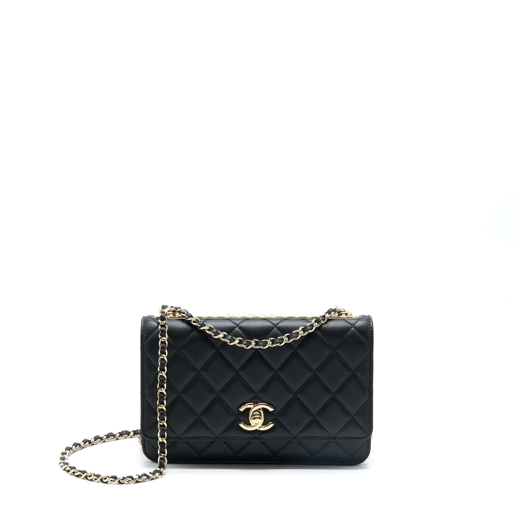 CHANEL TRENDY CC WALLET ON CHAIN LAMBSKIN BLACK GHW