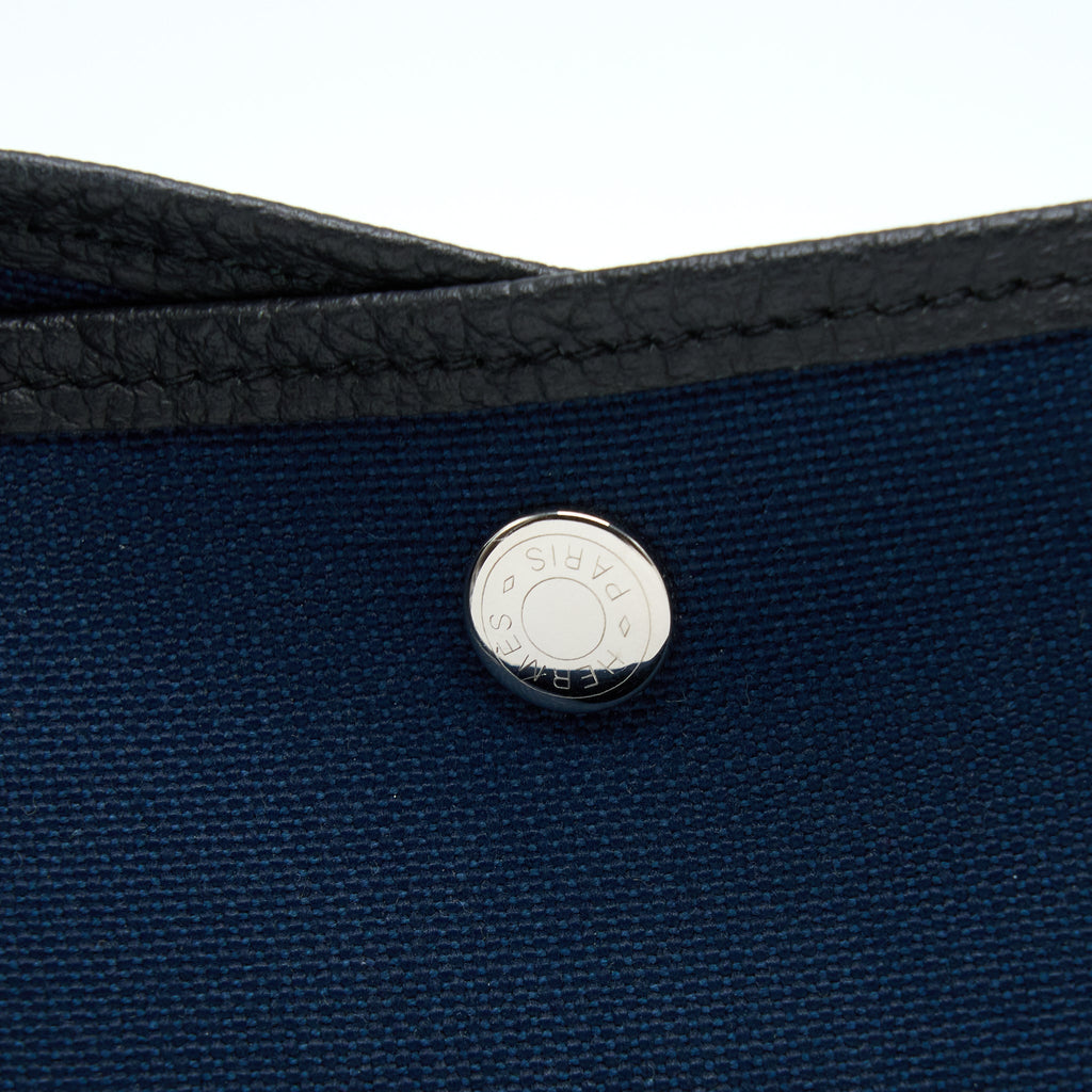 HERMES GARDEN PARTY 36 POCKETS NEGONDA/CANVAS BLEU MARINE/BLACK SHW