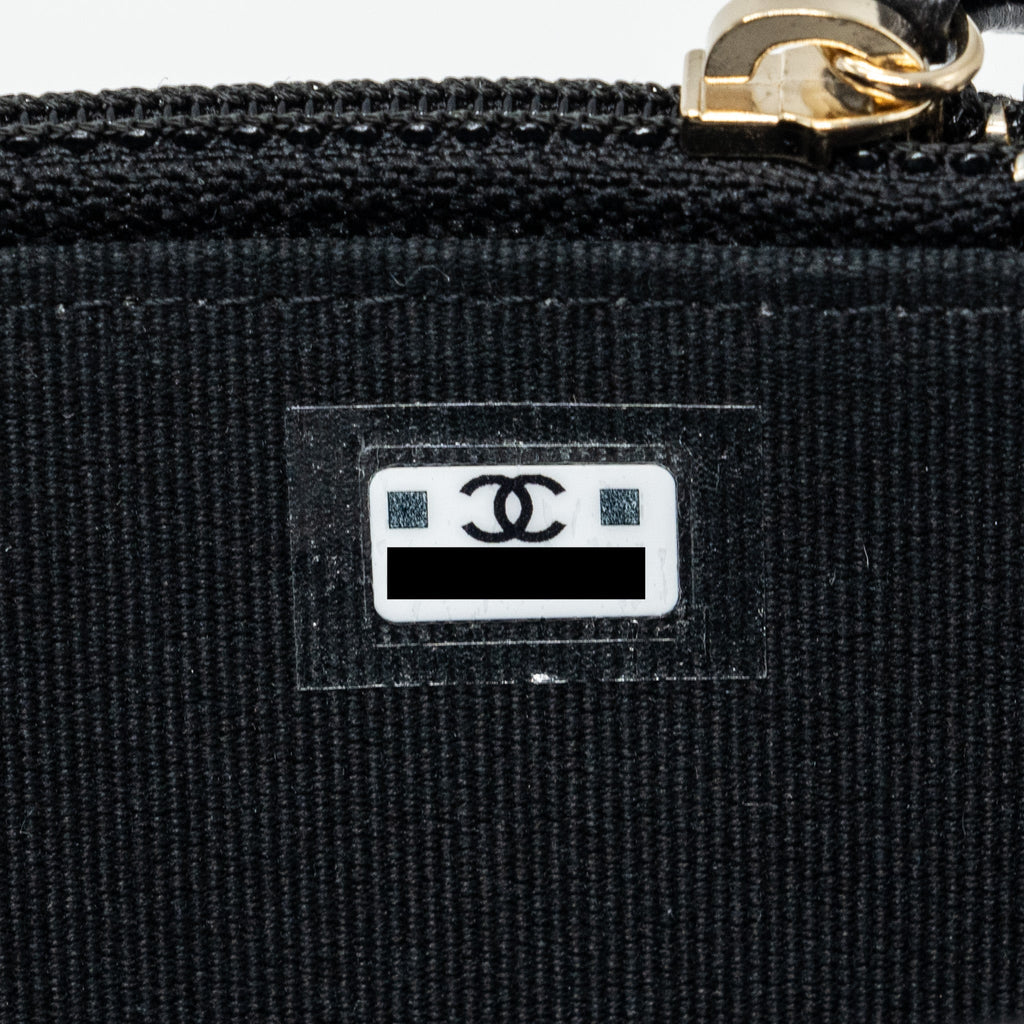 CHANEL MINI TRENDY CC WALLET ON CHAIN LAMBSKIN BLACK LGHW (MICROCHIP)