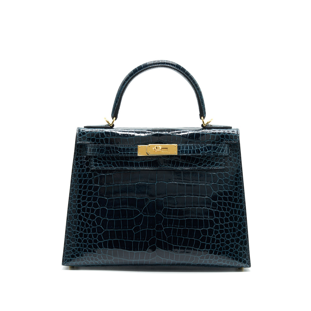 HERMES KELLY28 ALLIGATOR VERT ROSSEAU GHW