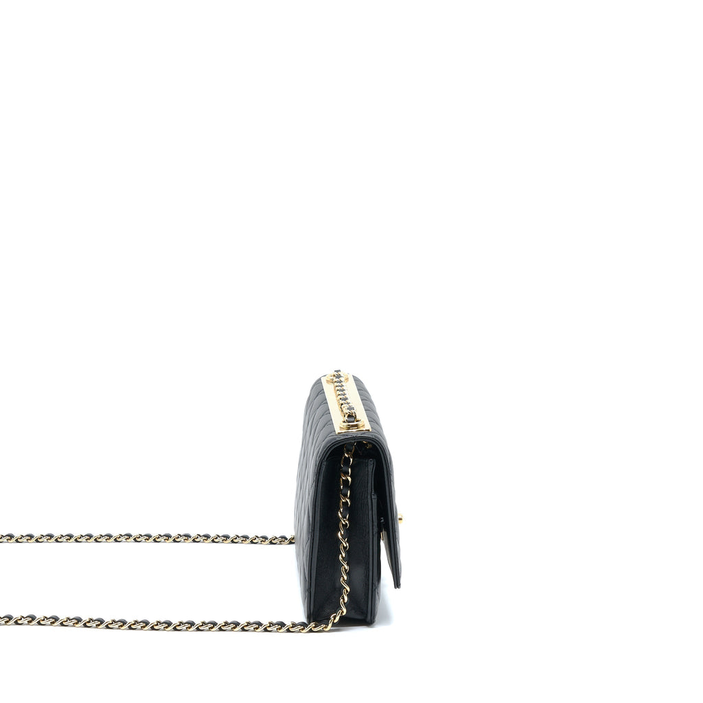 CHANEL TRENDY CC WALLET ON CHAIN LAMBSKIN BLACK GHW