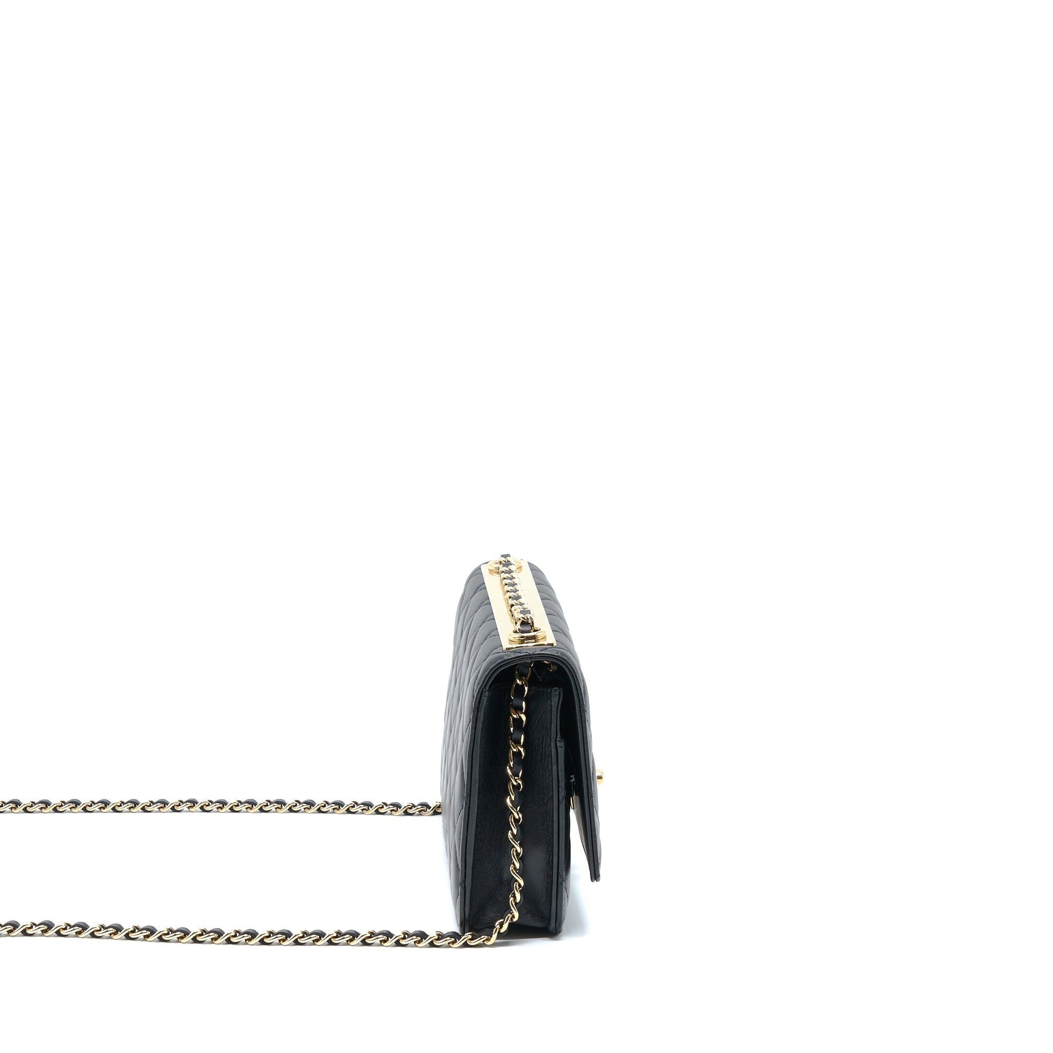 CHANEL TRENDY CC WALLET ON CHAIN LAMBSKIN BLACK GHW