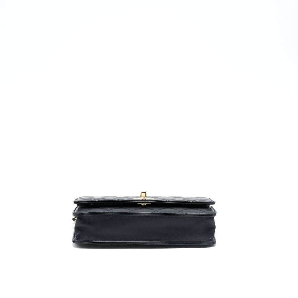 CHANEL TRENDY CC WALLET ON CHAIN LAMBSKIN BLACK GHW