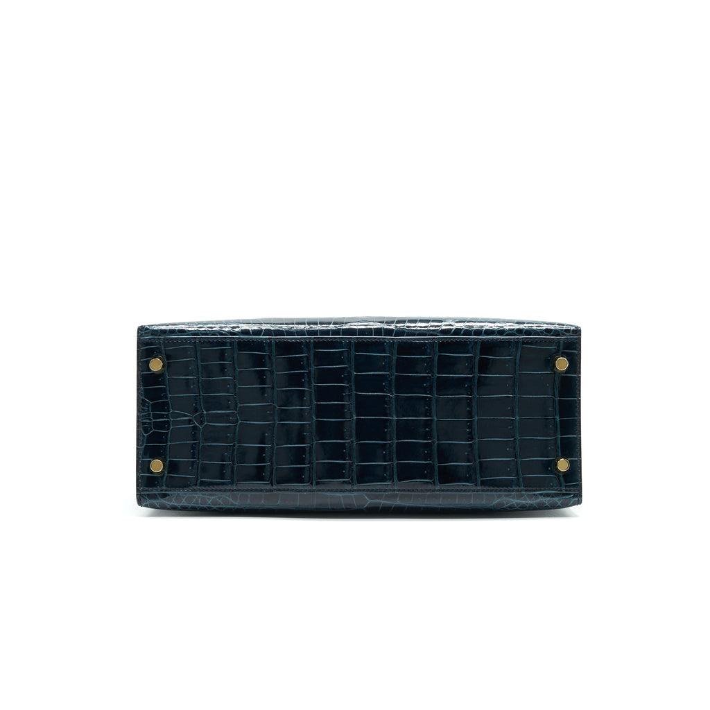 HERMES KELLY28 ALLIGATOR VERT ROSSEAU GHW