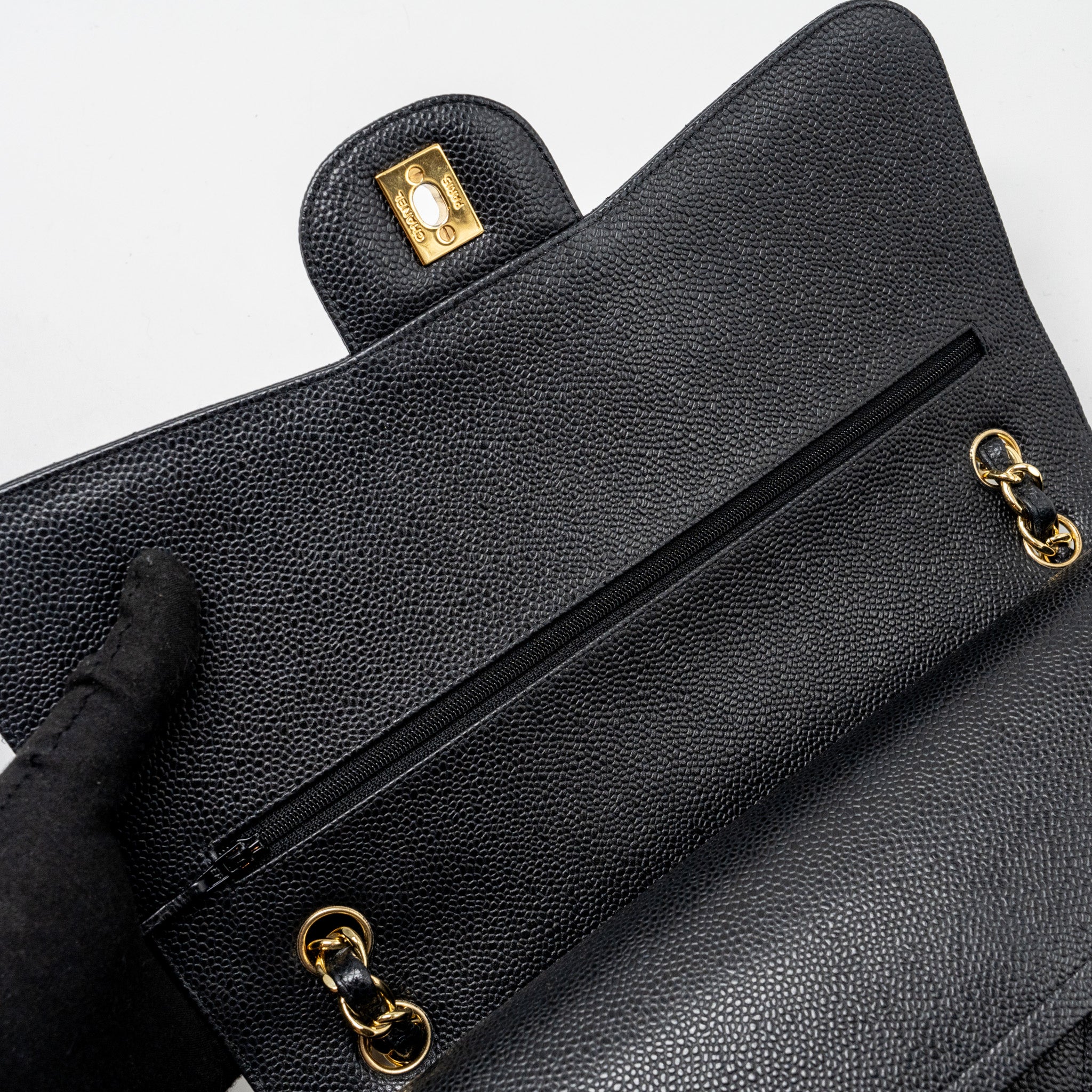 CHANEL JUMBO CLASSIC DOUBLE FLAP BAG CAVIAR BLACK GHW