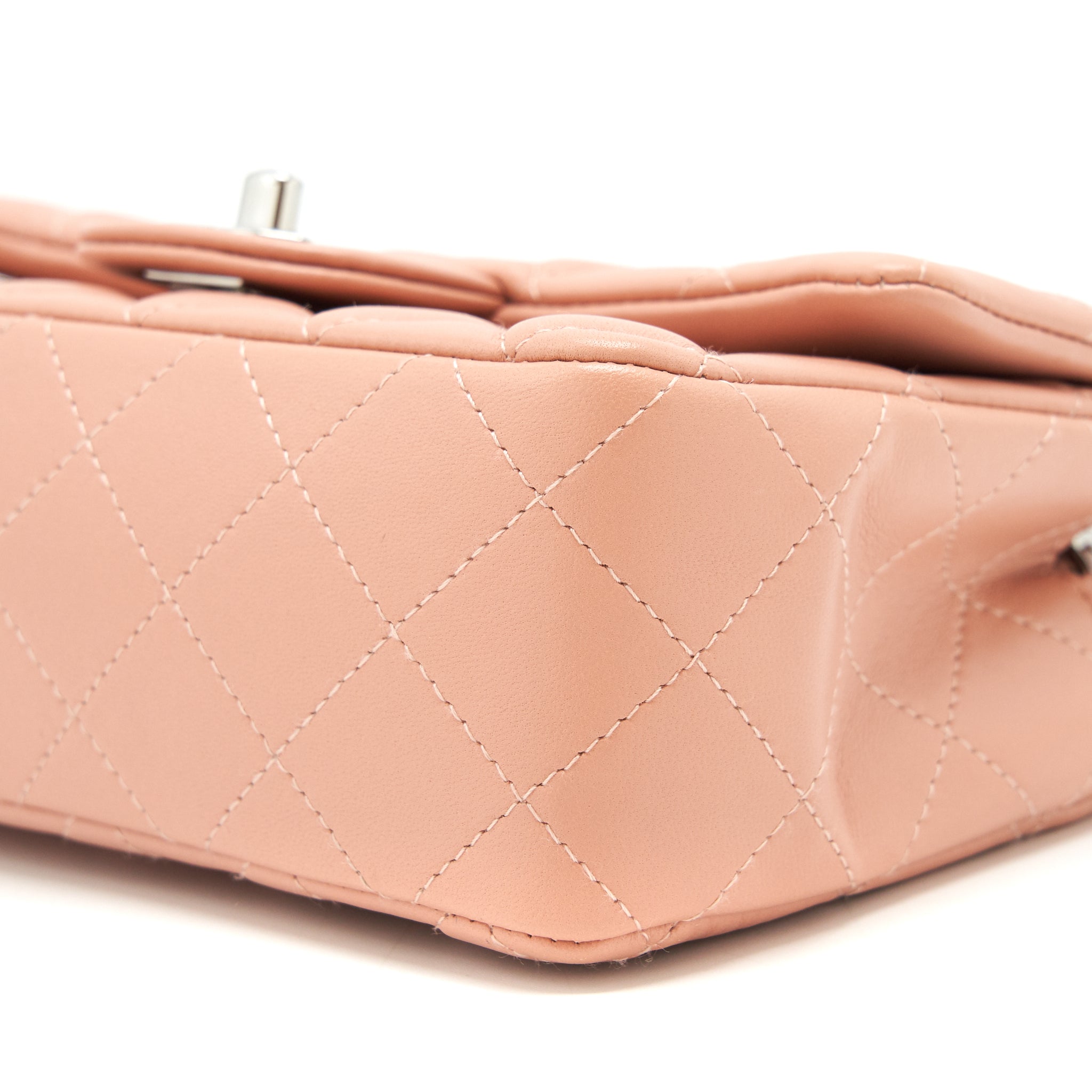 CHANEL MINI RECTANGULAR FLAP BAG LAMBSKIN PINK SHW
