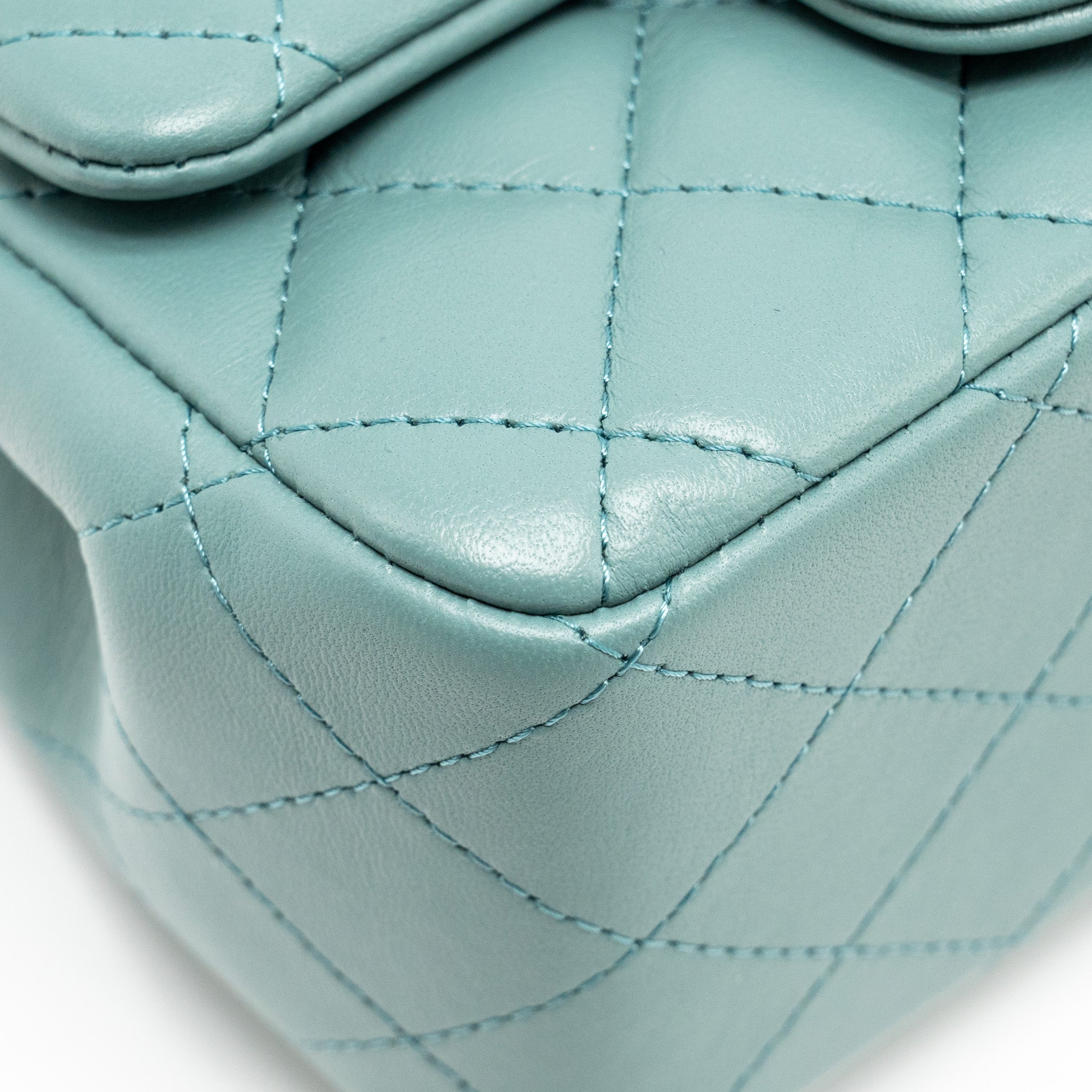 CHANEL MINI SQUARE FLAP BAG LAMBSKIN GREEN LGHW (MICROCHIP)