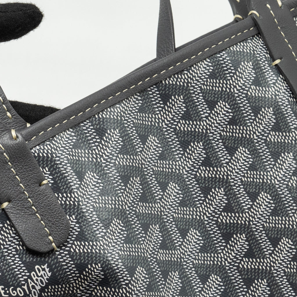 GOYARD MINI ANJOU TOTE BAG GOYARDINE CANVAS/CALFSKIN GREY SHW