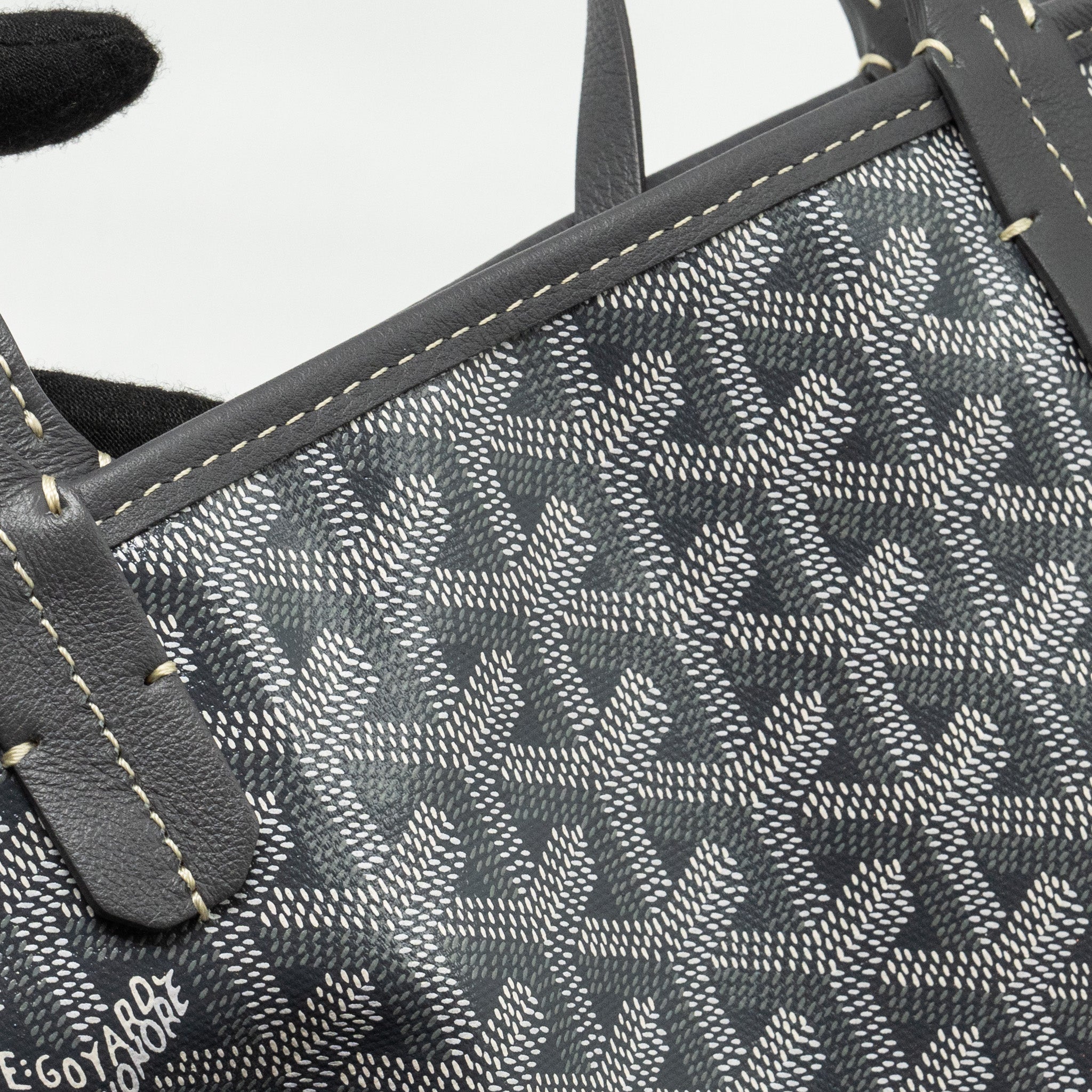 GOYARD MINI ANJOU TOTE BAG GOYARDINE CANVAS/CALFSKIN GREY SHW