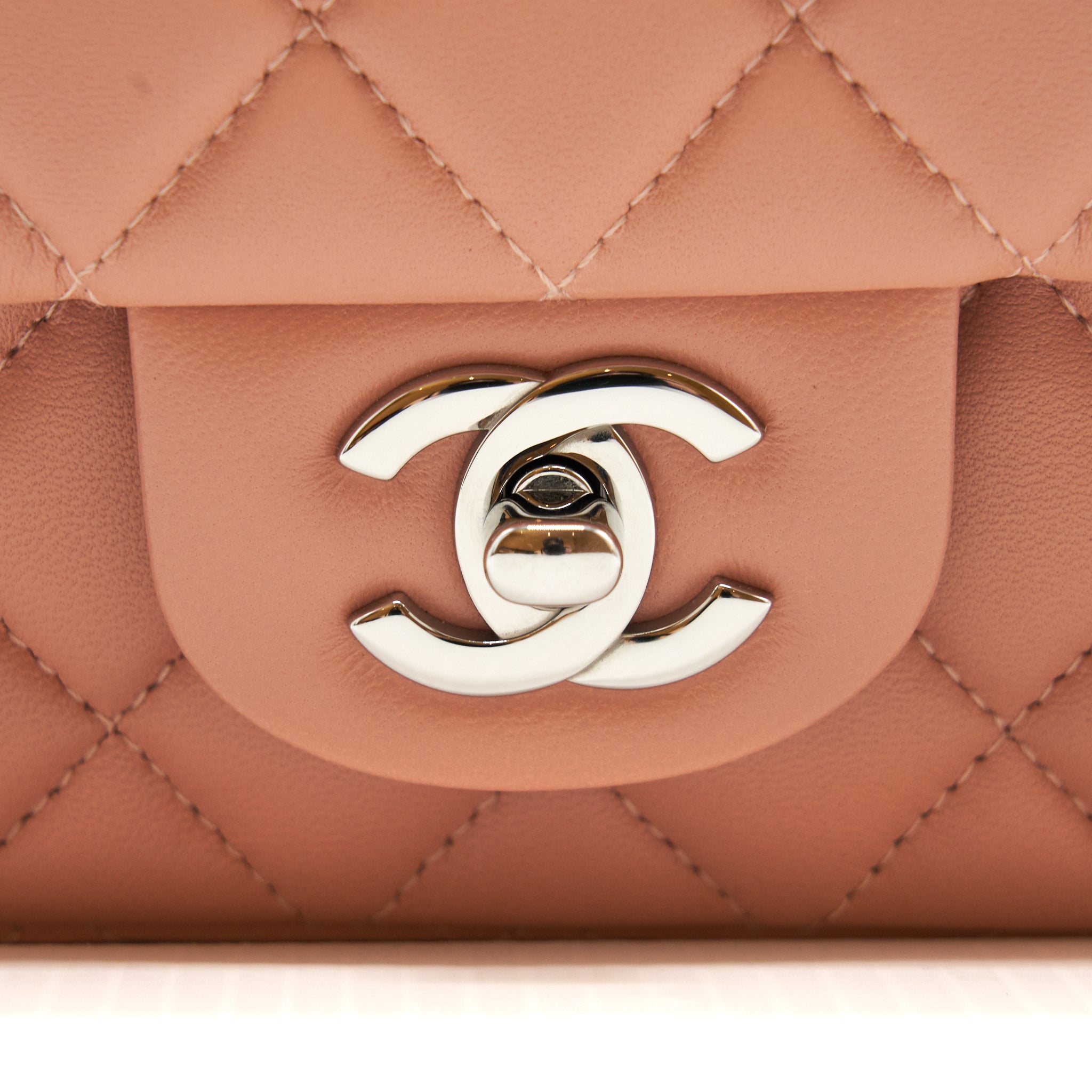 CHANEL MINI RECTANGULAR FLAP BAG LAMBSKIN PINK SHW