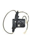 CHANEL MINI FLAP BELT BAG WITH RIBBON LAMBSKIN BLACK LGHW