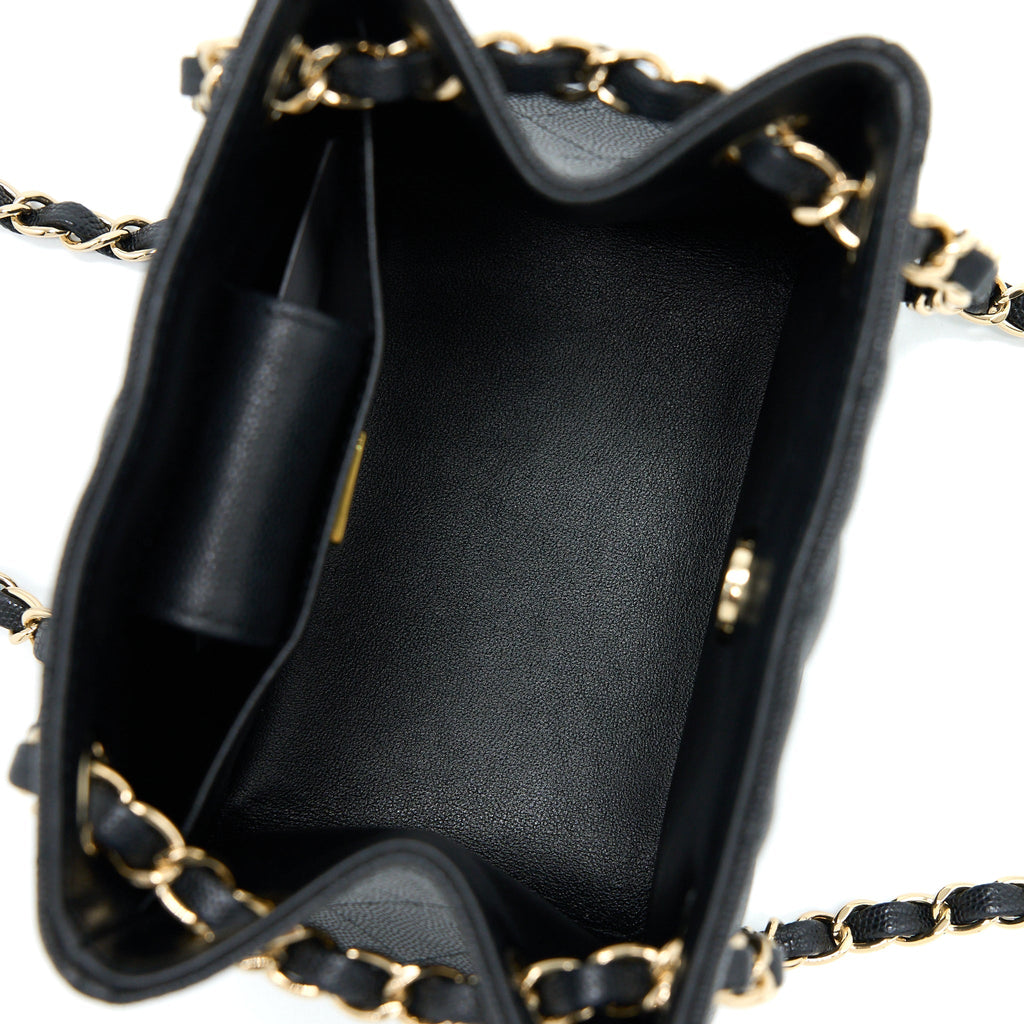 CHANEL 22S MINI BUCKET BAG CAVIAR BLACK LGHW (MICROCHIP)