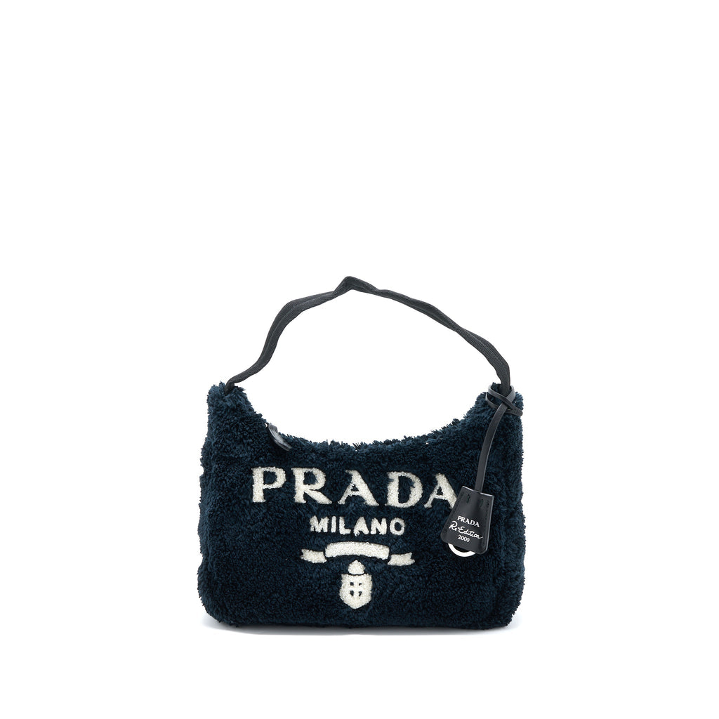 PRADA RE-EDITION 2000 TERRY MINI BAG BLACK/WHITE SHW