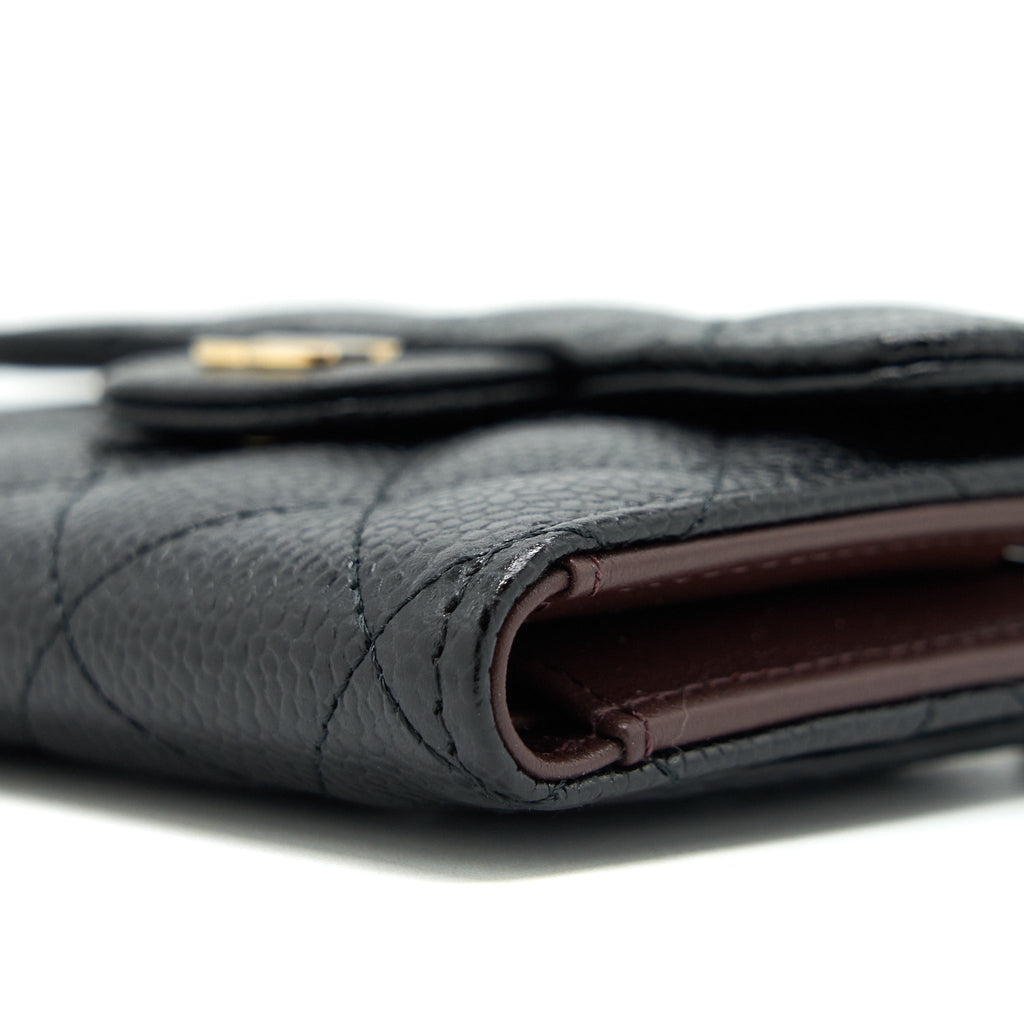 CHANEL SMALL FLAP WALLET CAVIAR BLACK GHW